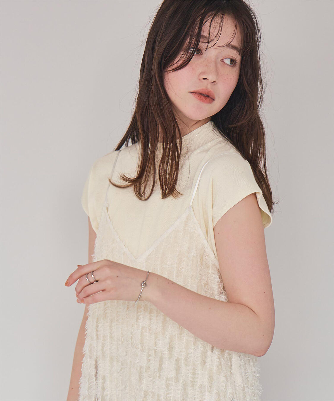 titivate「ベーシックフレンチスリーブライトニット」|ニット・セーター|