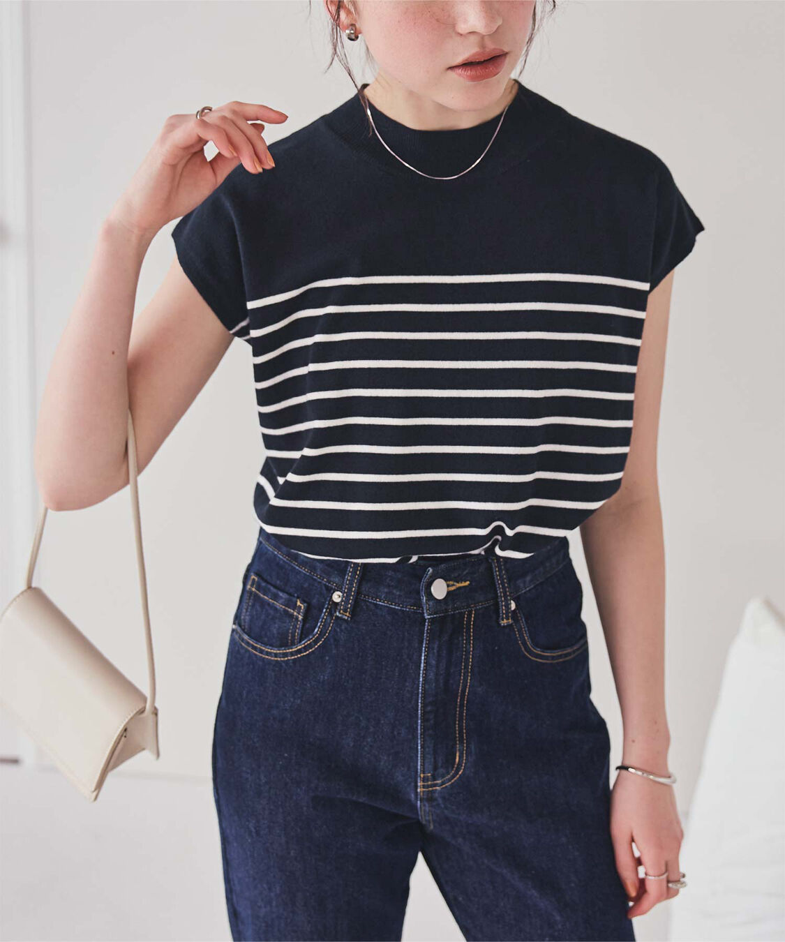 titivate「ベーシックフレンチスリーブライトニット」|ニット・セーター|