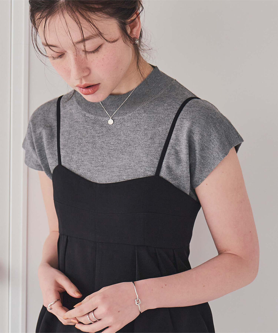 titivate「ベーシックフレンチスリーブライトニット」|ニット・セーター|