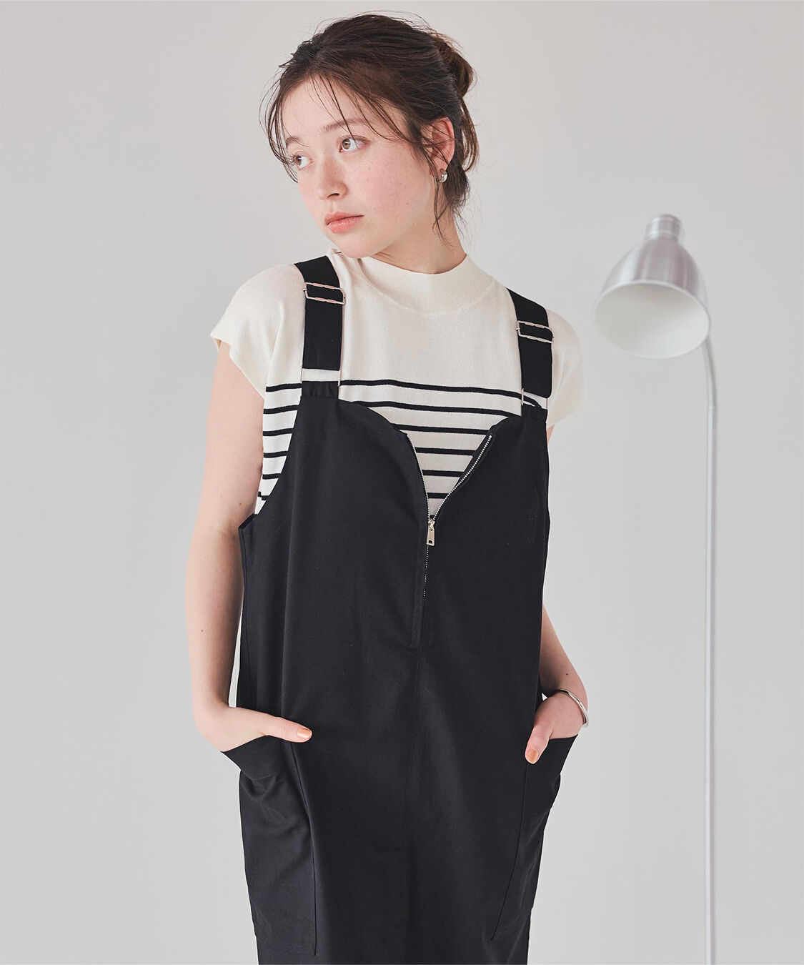 titivate「ベーシックフレンチスリーブライトニット」|ニット・セーター|ｵﾌﾎﾜｲﾄ/ﾌﾞﾗｯｸ