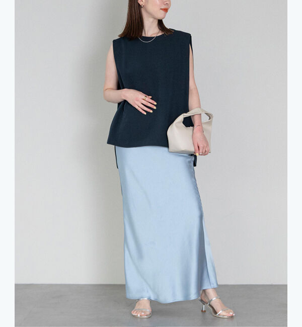 ur's「ショルダータックサイドスリットトップス」|Tシャツ・カットソー|ダークネイビー