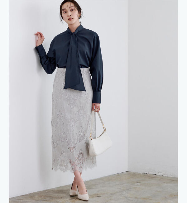 ur's「プチハイネックボウタイブラウス」|シャツ・ブラウス|ネイビー