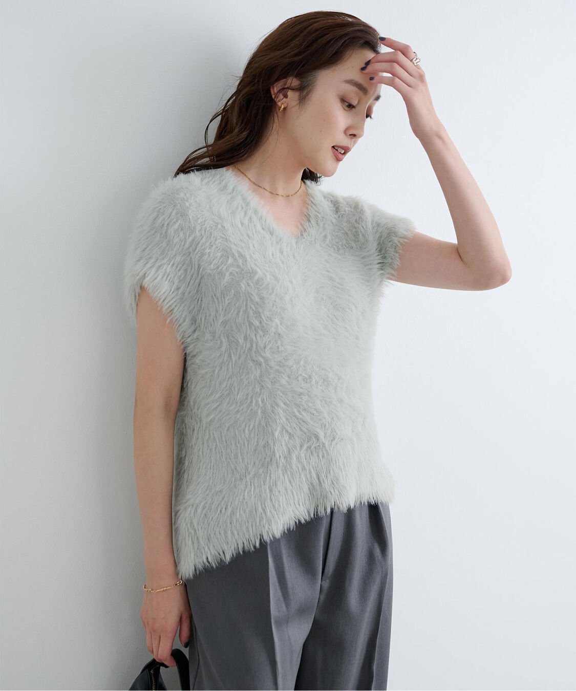 ur's「シャギーニットベスト」|ニット・セーター|ライトグレー