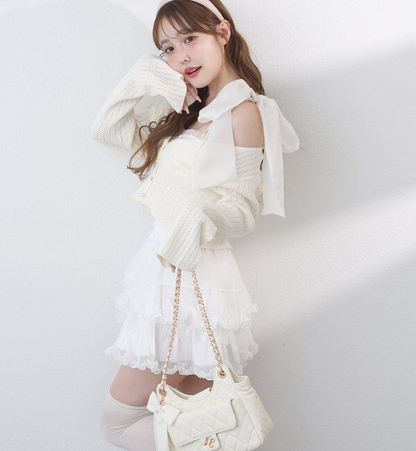  「キラキラボタンアイレットカーデ」|ニット・セーター|