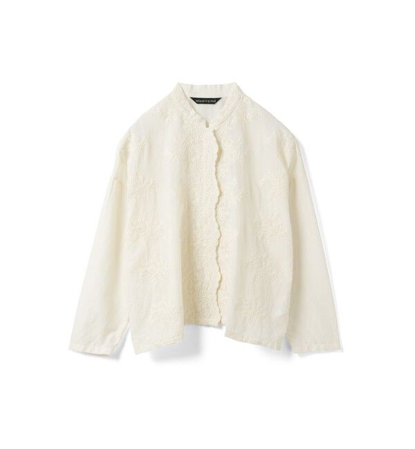 mizuiro ind「mizuiro ind レーススタンドカラーワイドシャツ」|シャツ・ブラウス|アイボリー