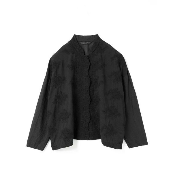 mizuiro ind「mizuiro ind レーススタンドカラーワイドシャツ」|シャツ・ブラウス|ブラック