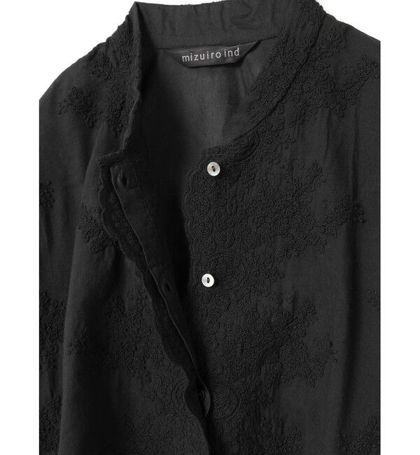 mizuiro ind「mizuiro ind レーススタンドカラーワイドシャツ」|シャツ・ブラウス|