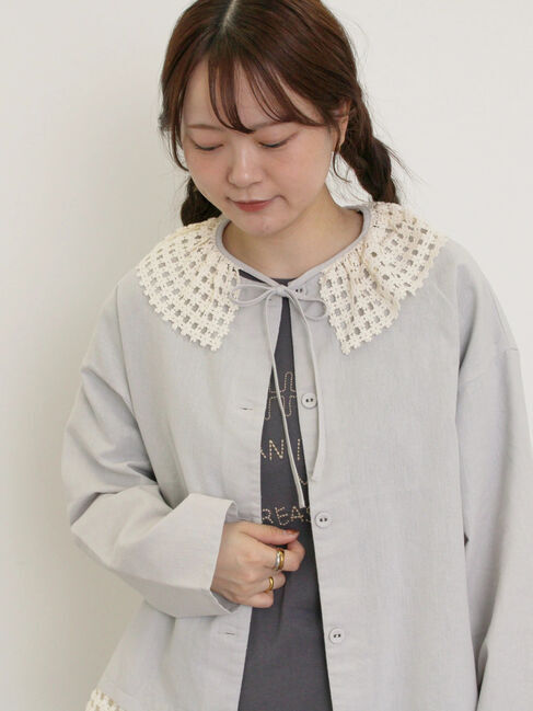 Samansa Mos2「【ゆべし&times;Samansa Mos2】襟取り外しブラウス」|シャツ・ブラウス|グレー