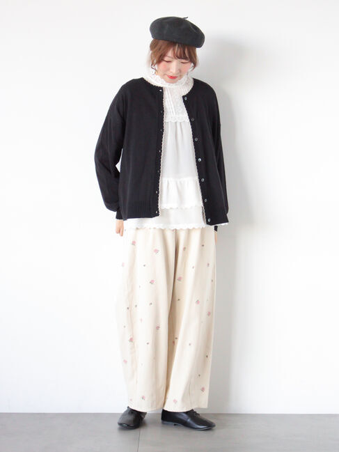 Samansa Mos2「配色スカラップカーディガン」|カーディガン|