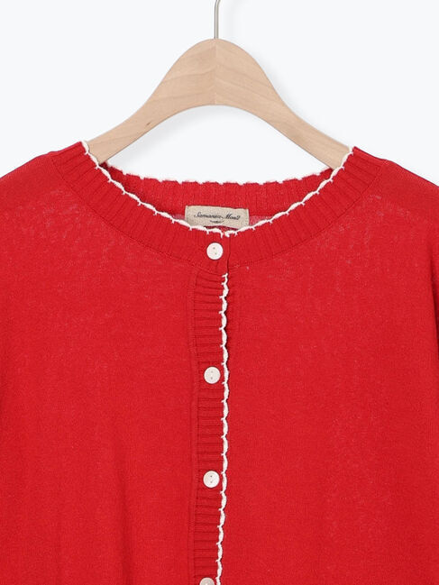 Samansa Mos2「配色スカラップカーディガン」|カーディガン|