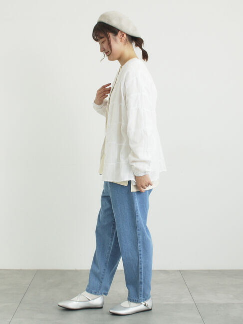 Samansa Mos2「スクエア刺繍バンドカラーブラウス」|シャツ・ブラウス|