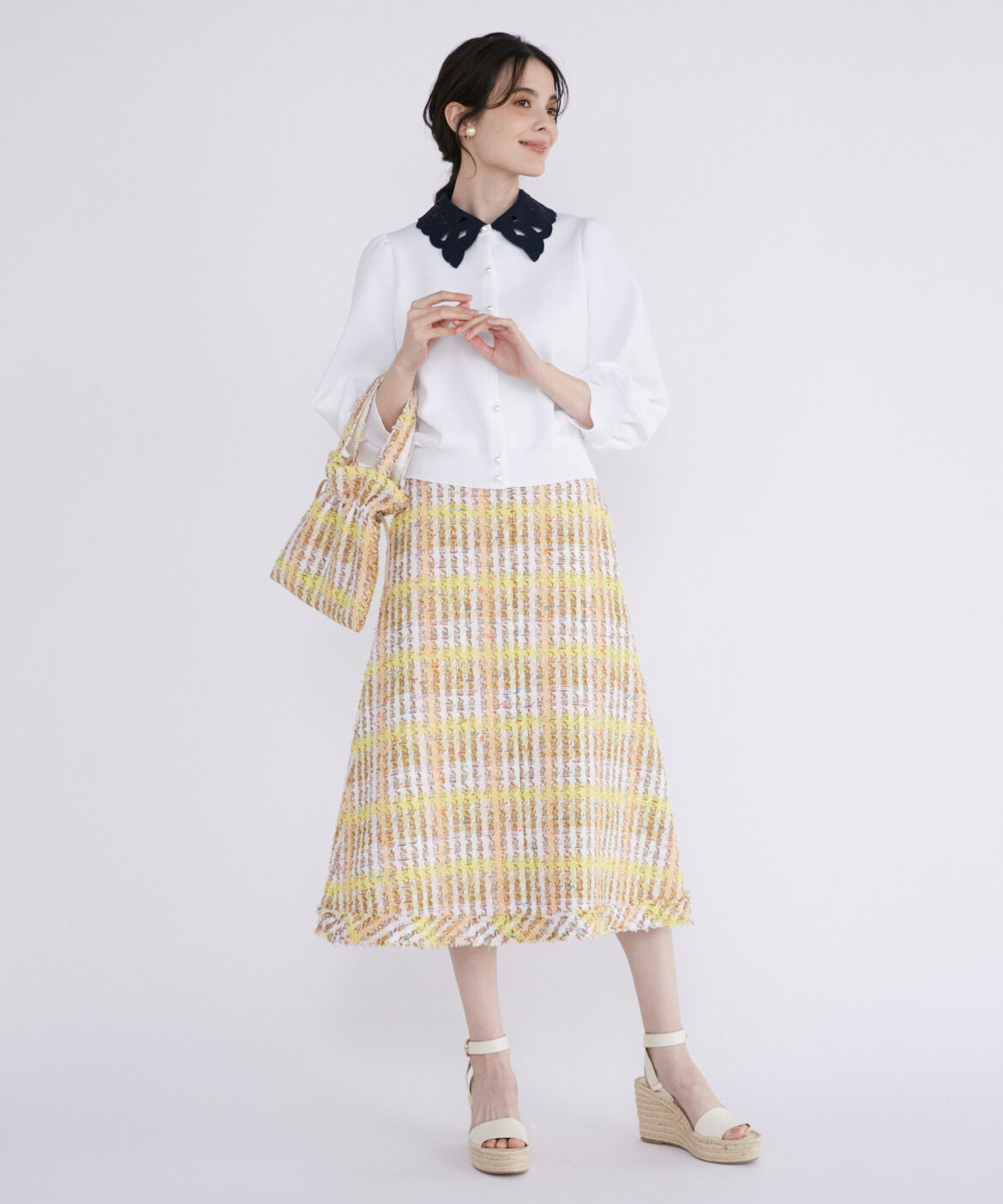 Maglie le cassetto「《M Maglie le cassetto》コットンキャンディーツイードスカート」|フレア|