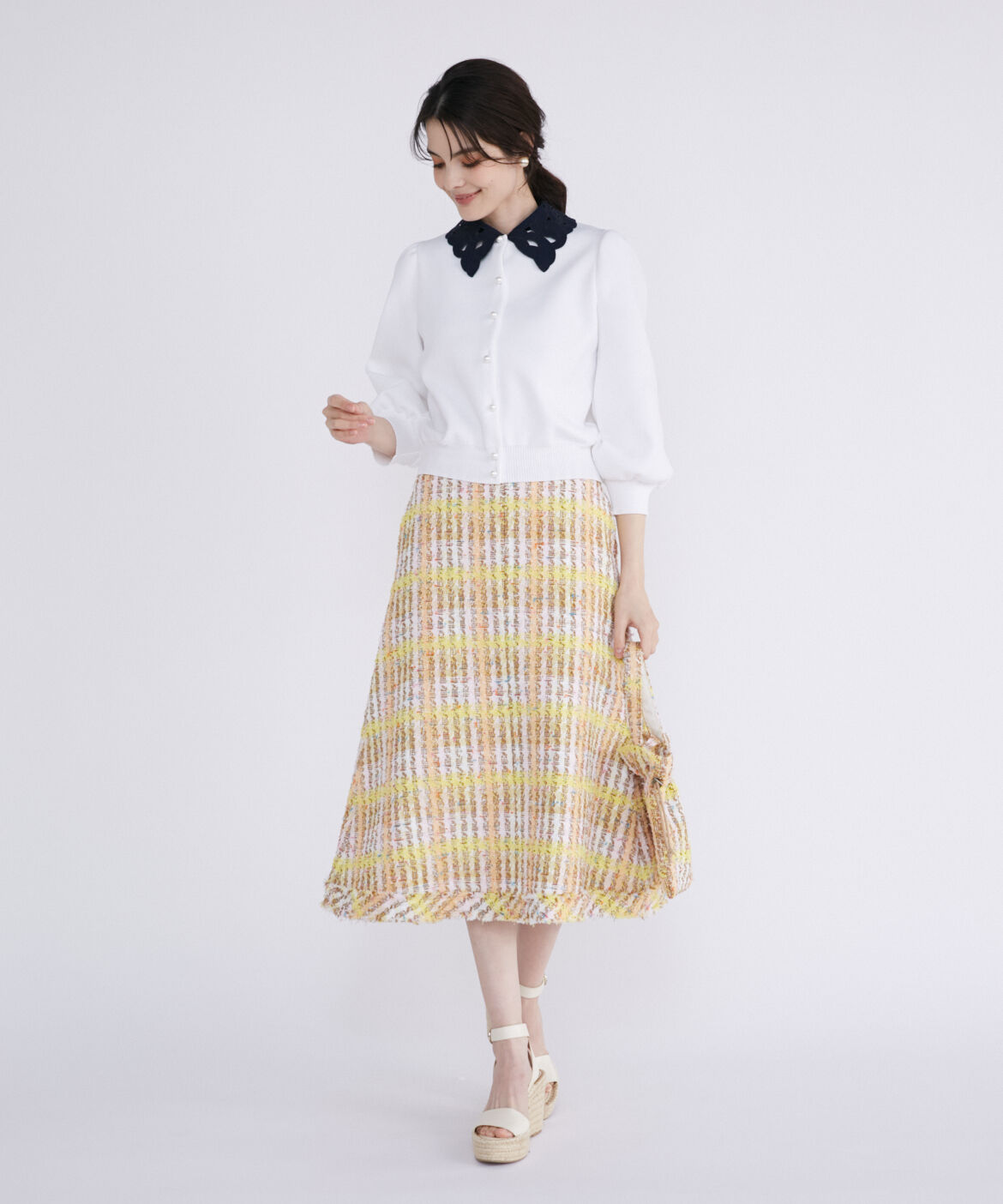 Maglie le cassetto「《M Maglie le cassetto》コットンキャンディーツイードスカート」|フレア|