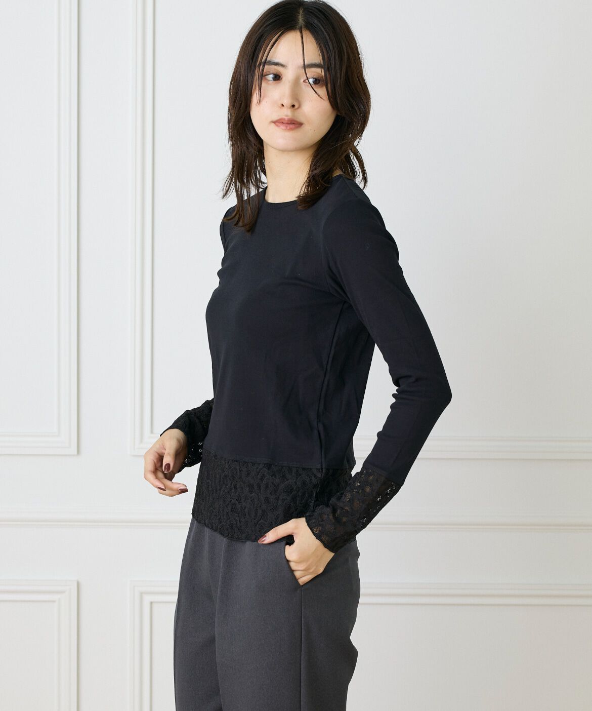 DAY by DAY it&rsquo;s international「レースドッキングクルーネックカットソー」|Tシャツ・カットソー|