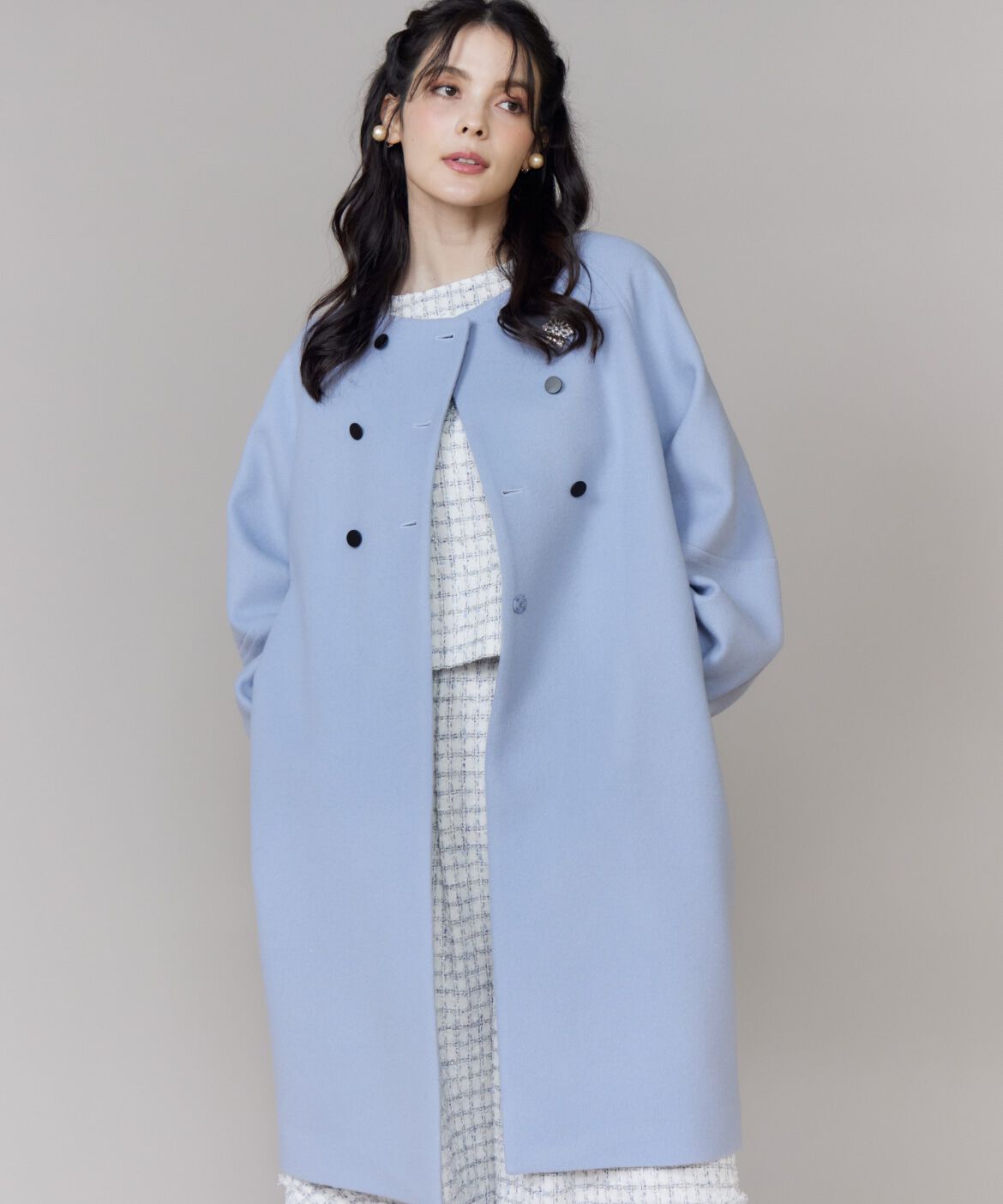 Maglie le cassetto「《大きいサイズ》ダブル釦袖ボリュームコート」|その他|サックス3