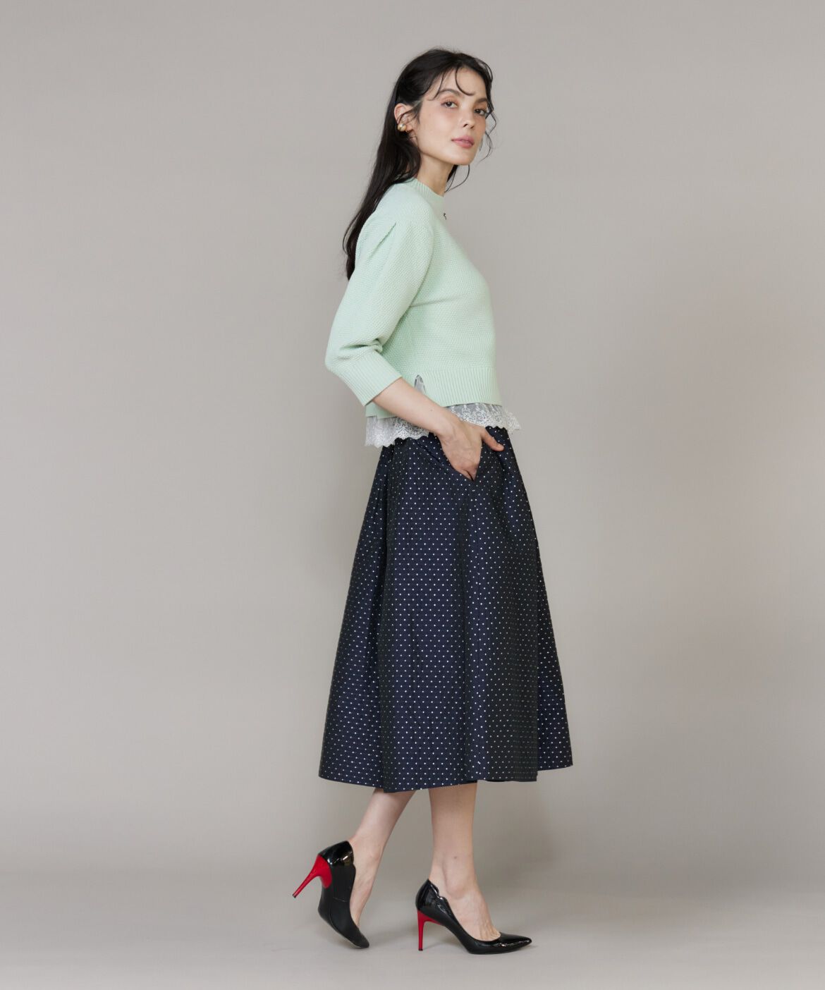 Maglie le cassetto「レースドッキングコンパクトプルオーバー」|ニット・セーター|