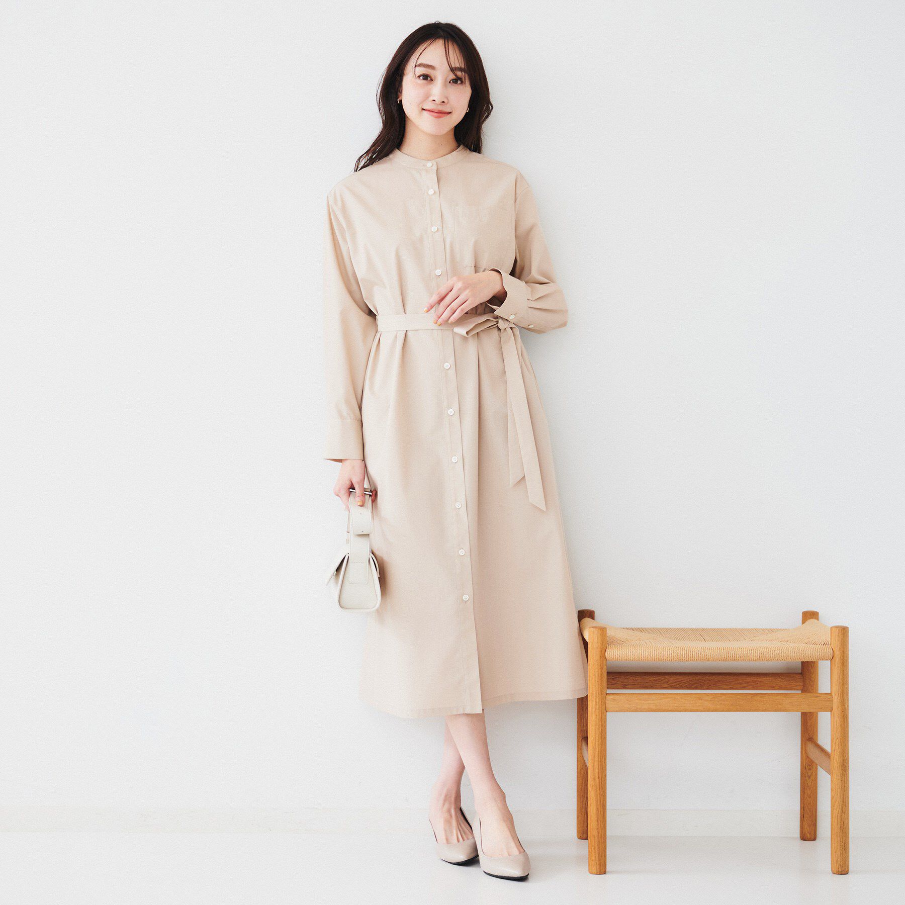 UNTITLED「バンドカラーシャツワンピース」|ワンピース|