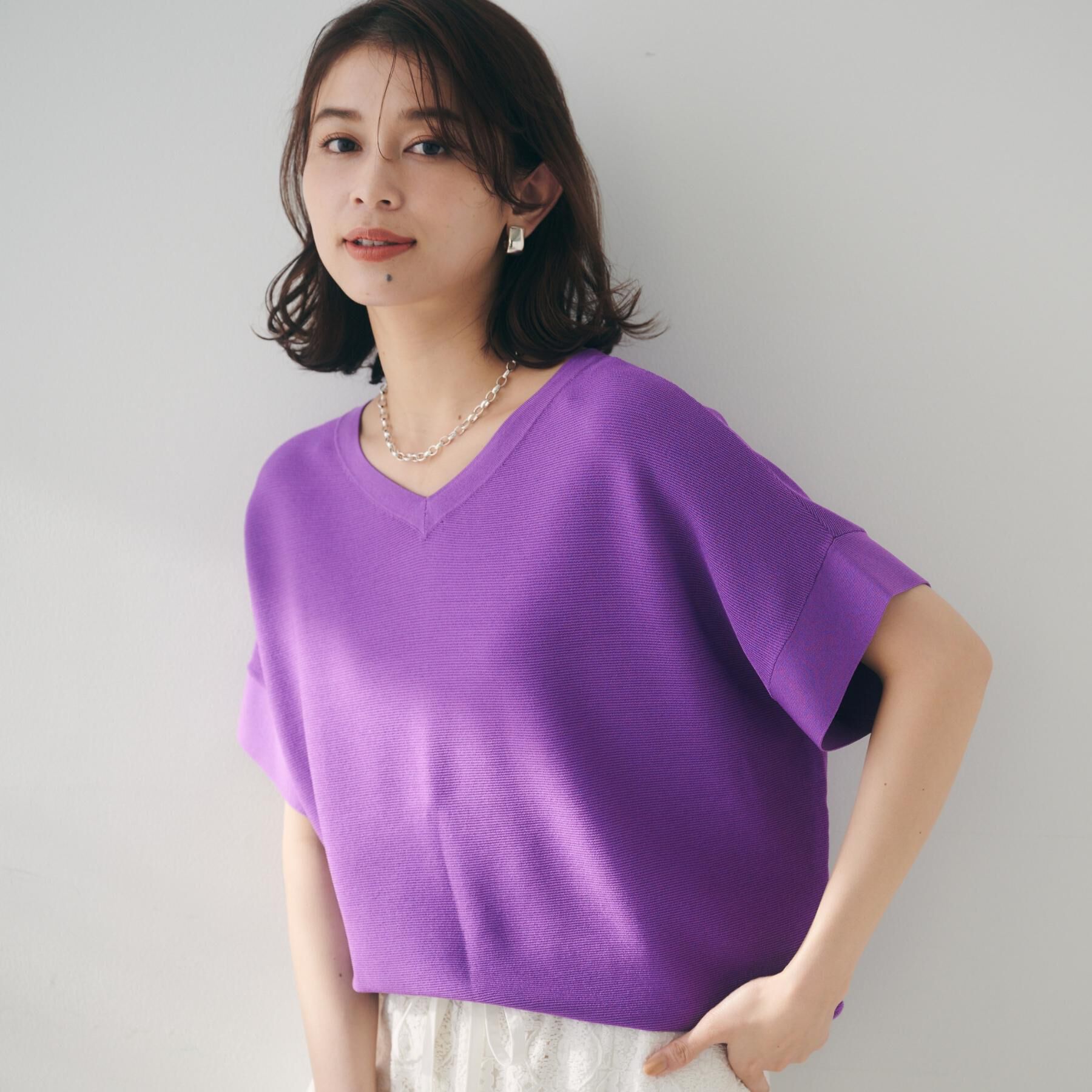 UNTITLED「【12色展開/体型カバー/2way】バウンドスリーブニット」|ニット・セーター|