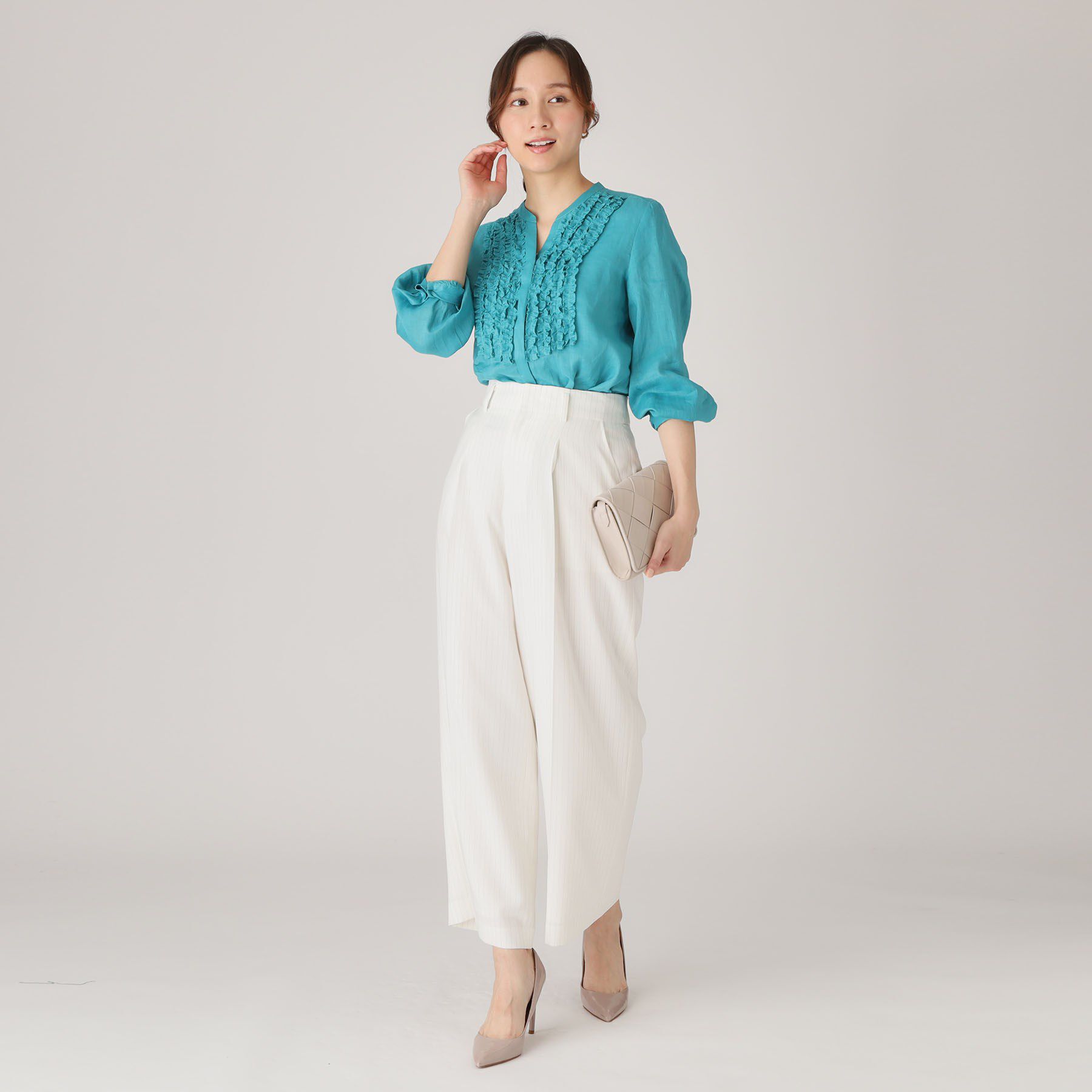 COUP DE CHANCE「【洗える／ウエスト後ろゴム】ストライプ柄ワイドパンツ」|その他|