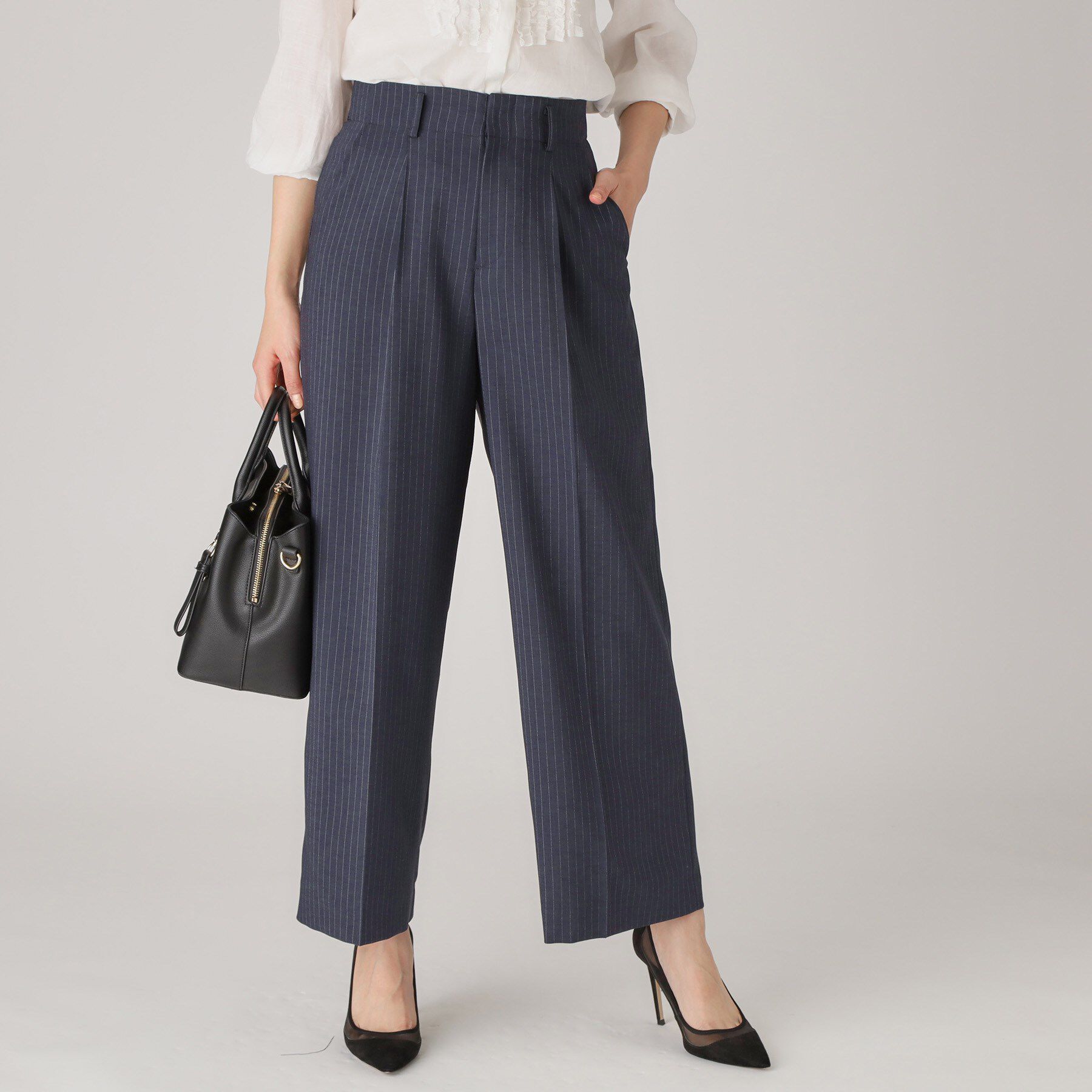 COUP DE CHANCE「【洗える／ウエスト後ろゴム】ストライプ柄ワイドパンツ」|その他|