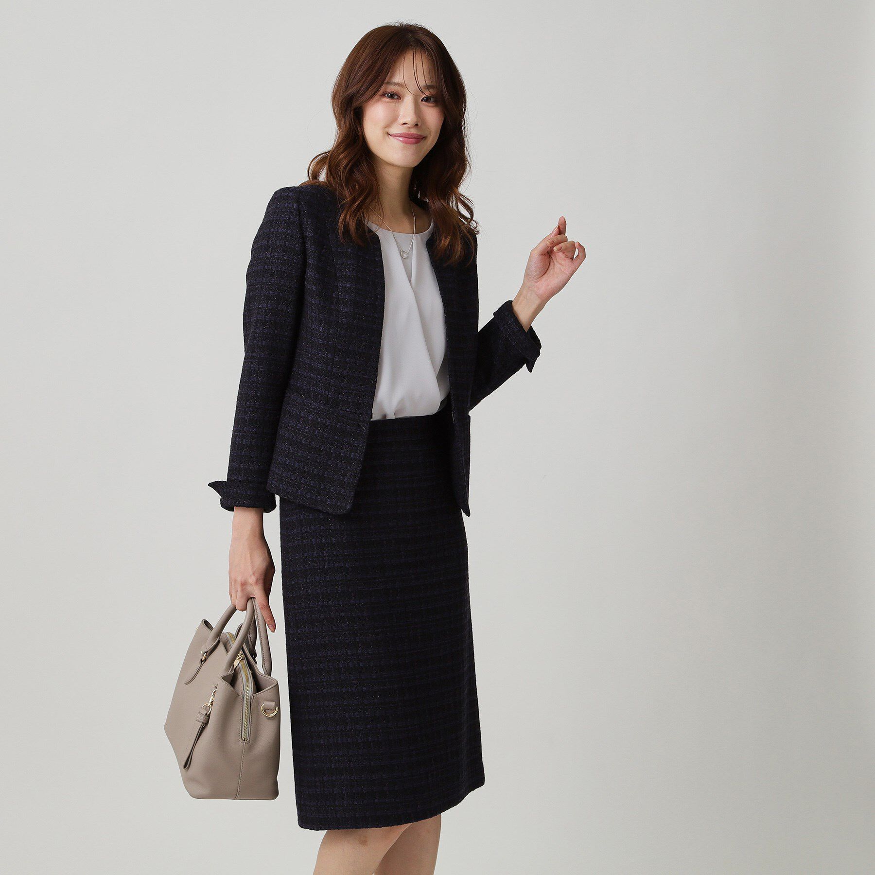 COUP DE CHANCE「【日本製／セットアップ可】ファンシーツィードのノーカラージャケット」|ノーカラージャケット|