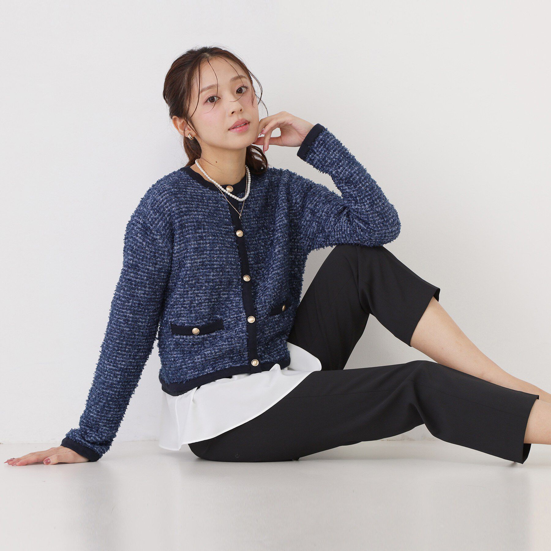 COUP DE CHANCE「【洗える/セットアップ可】ツィード調ニットカーディガン」|カーディガン|