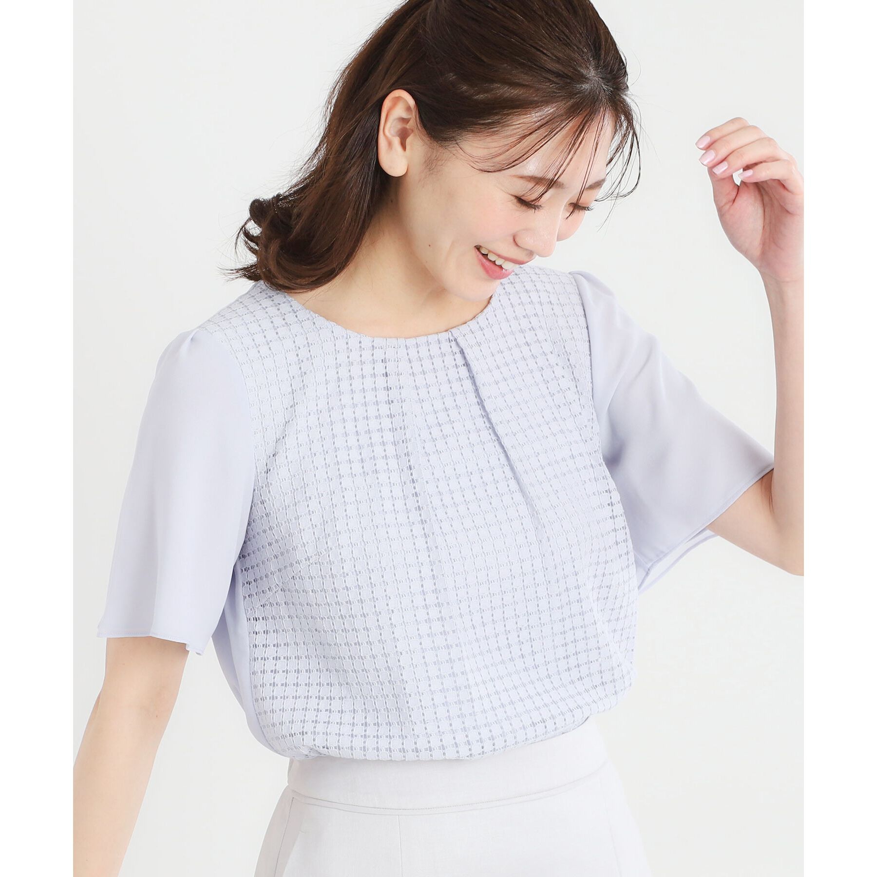 Reflect「【夏SALE／手洗い可】幾何柄レースブラウス」|シャツ・ブラウス|ラベンダー(080)