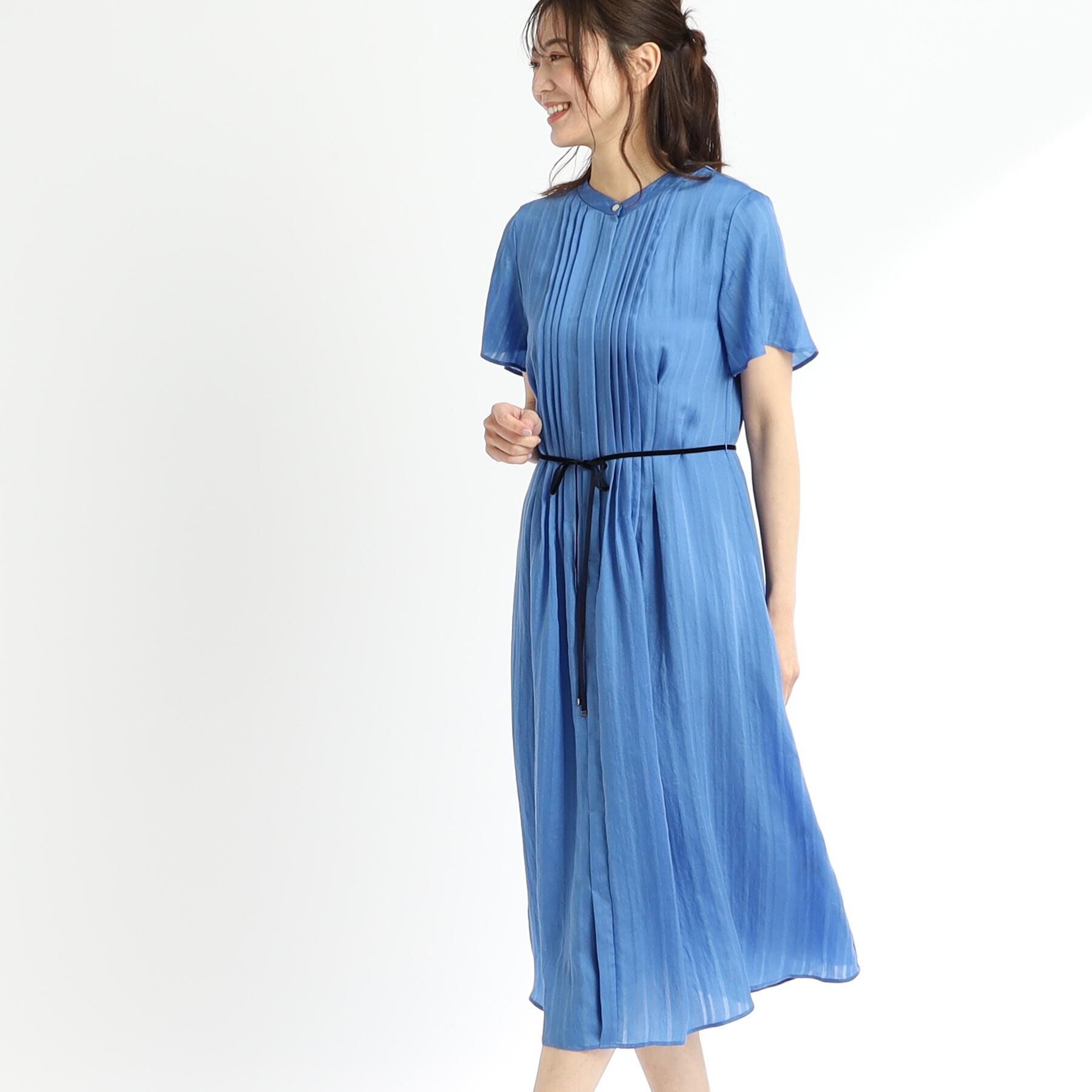 Reflect「【夏SALE／手洗い可】シャドーボーダーワンピース」|ワンピース|ブルー(392)