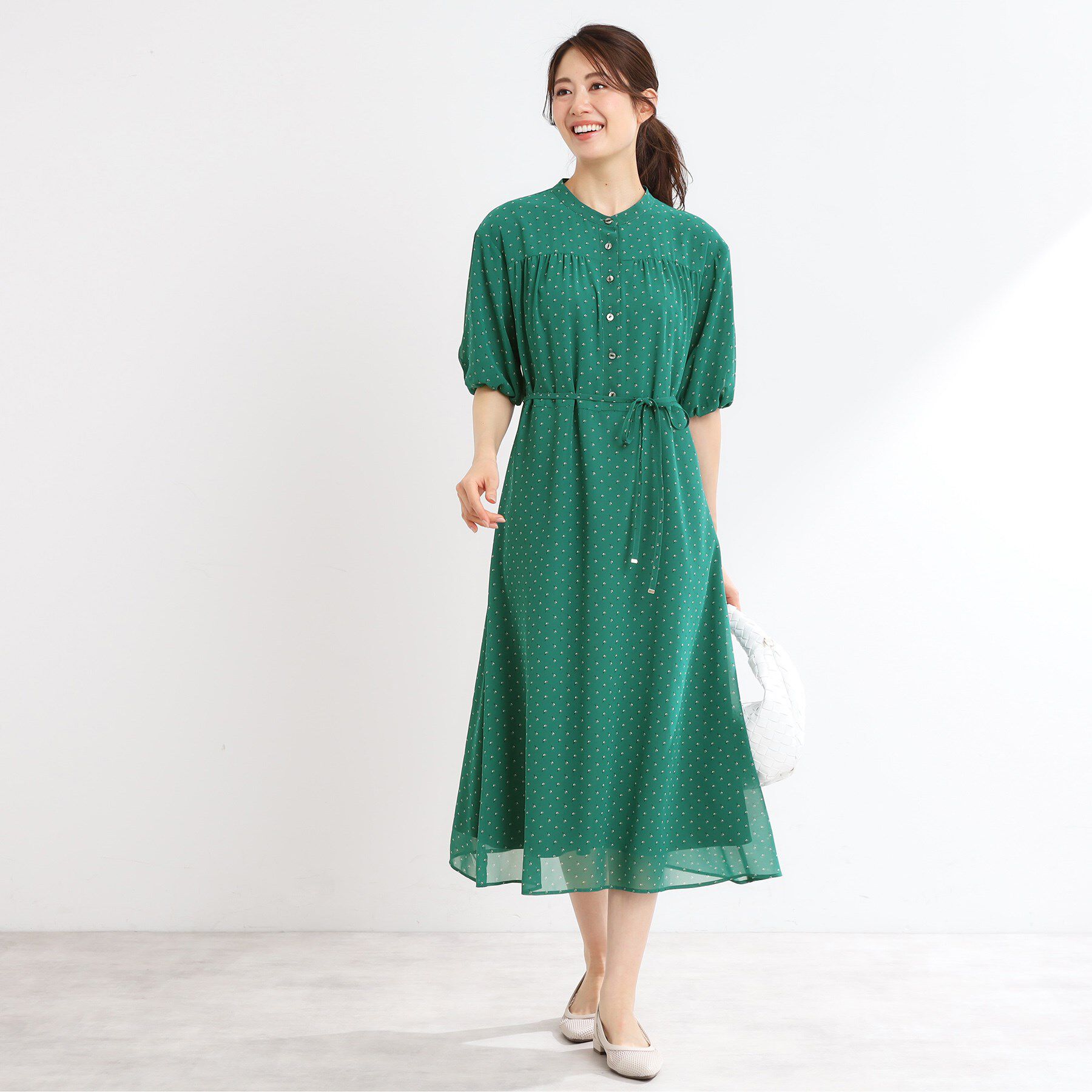 Reflect「【夏SALE／WEB先行カラーあり／リボン取り外し可／マシンウォッシュ可】コツキ柄プリントワンピース」|ワンピース|