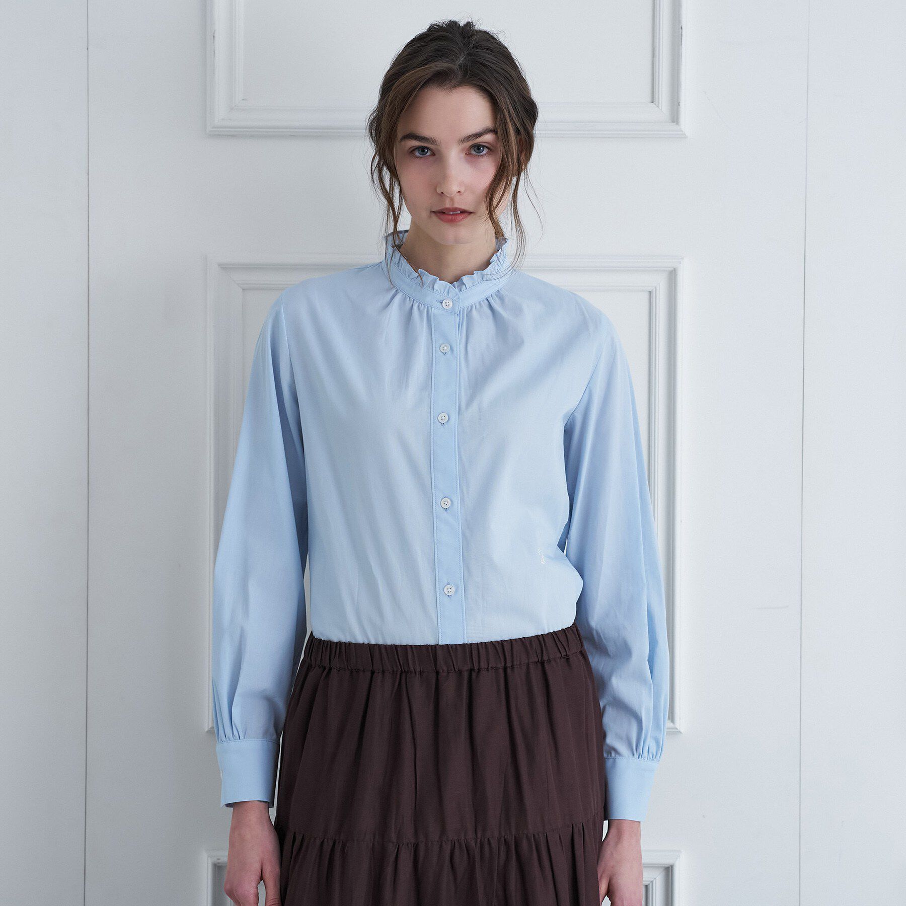 DRESSTERIOR「【ウォッシャブル/通勤】スタンドフリル ブラウス」|シャツ・ブラウス|