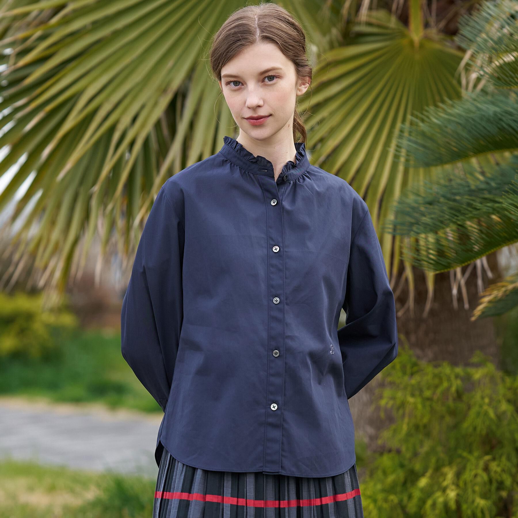 DRESSTERIOR「【ウォッシャブル/通勤】スタンドフリル ブラウス」|シャツ・ブラウス|