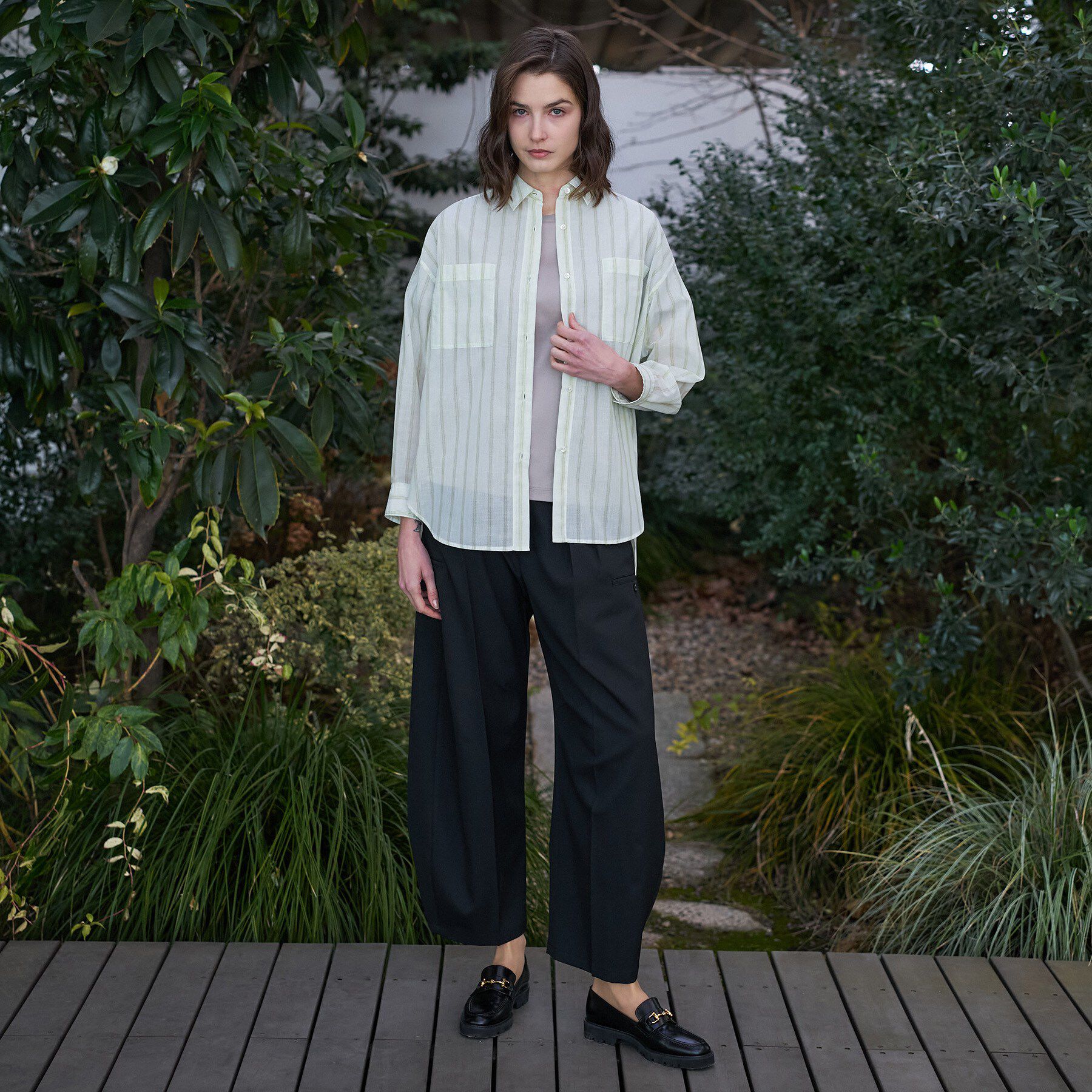 DRESSTERIOR「シアー ストライプシャツ」|シャツ・ブラウス|