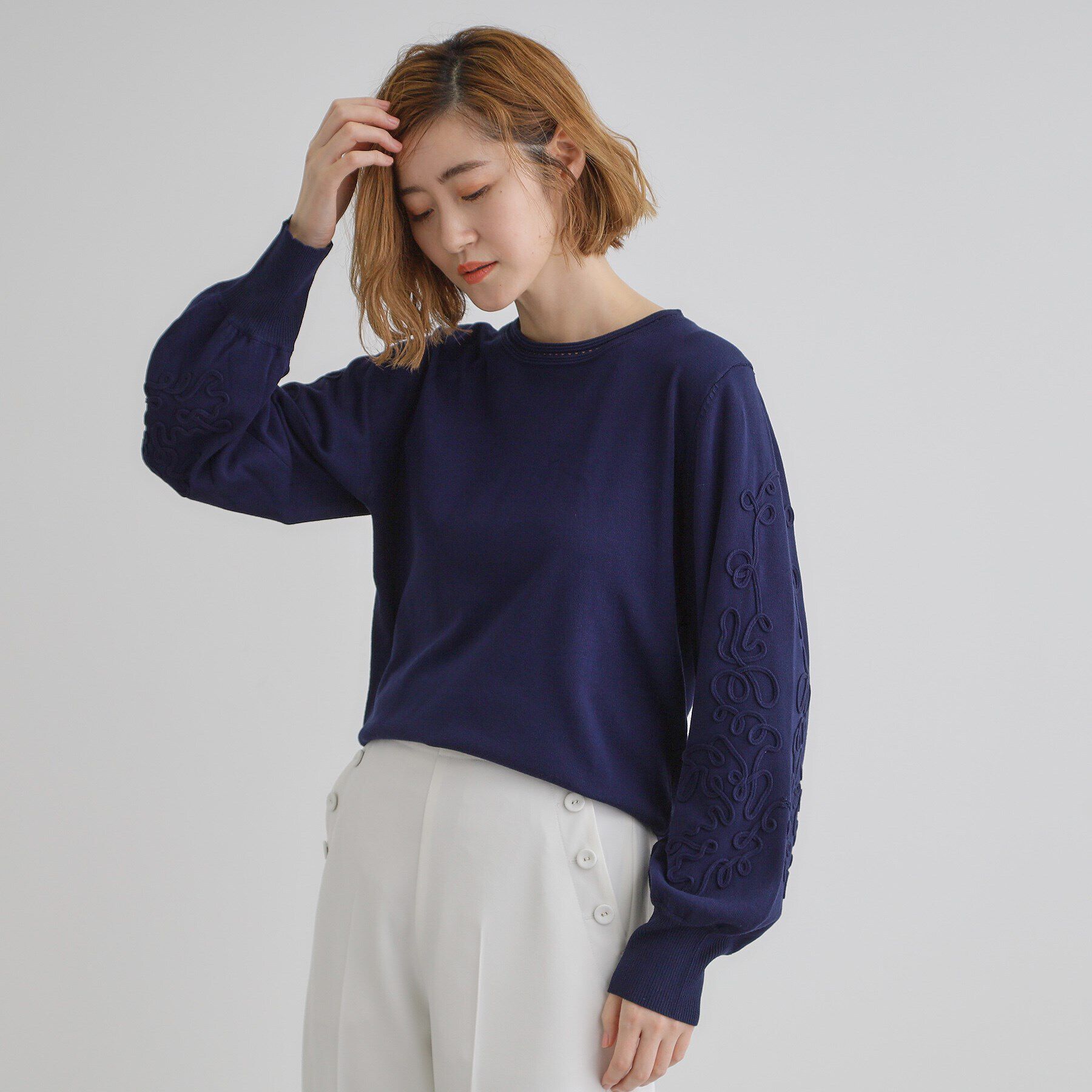 grove「袖コード刺繍ニットプルオーバー」|ニット・セーター|