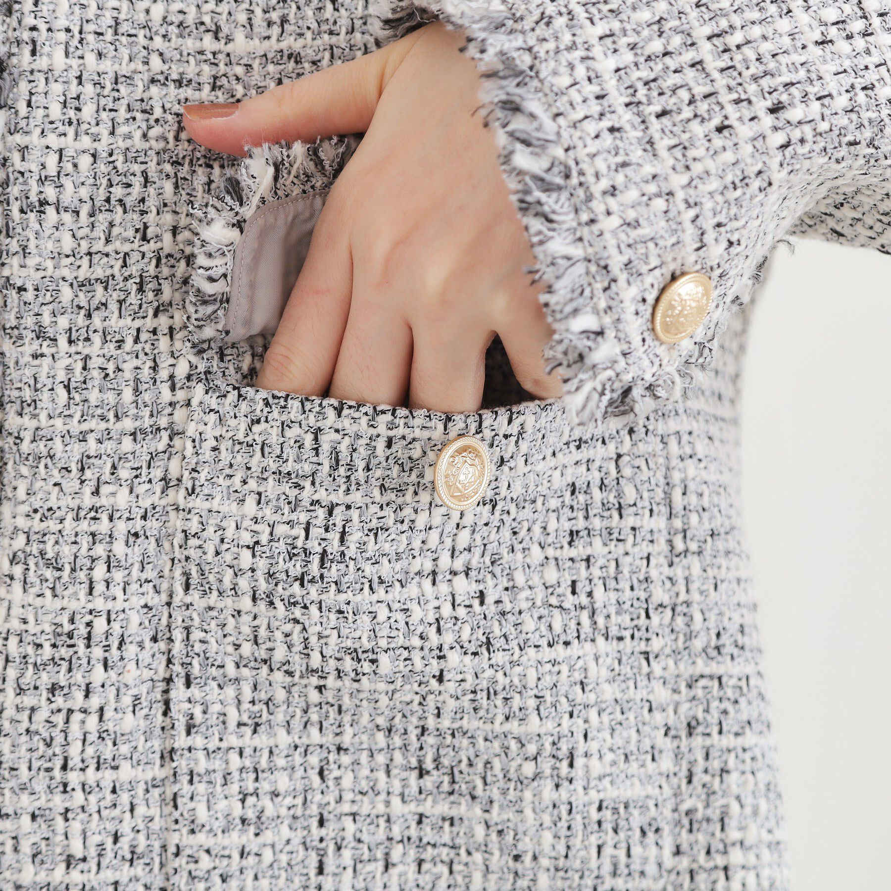 grove「【ハレの日・通勤】着回しできる上品ツイードジャケット」|ノーカラージャケット|