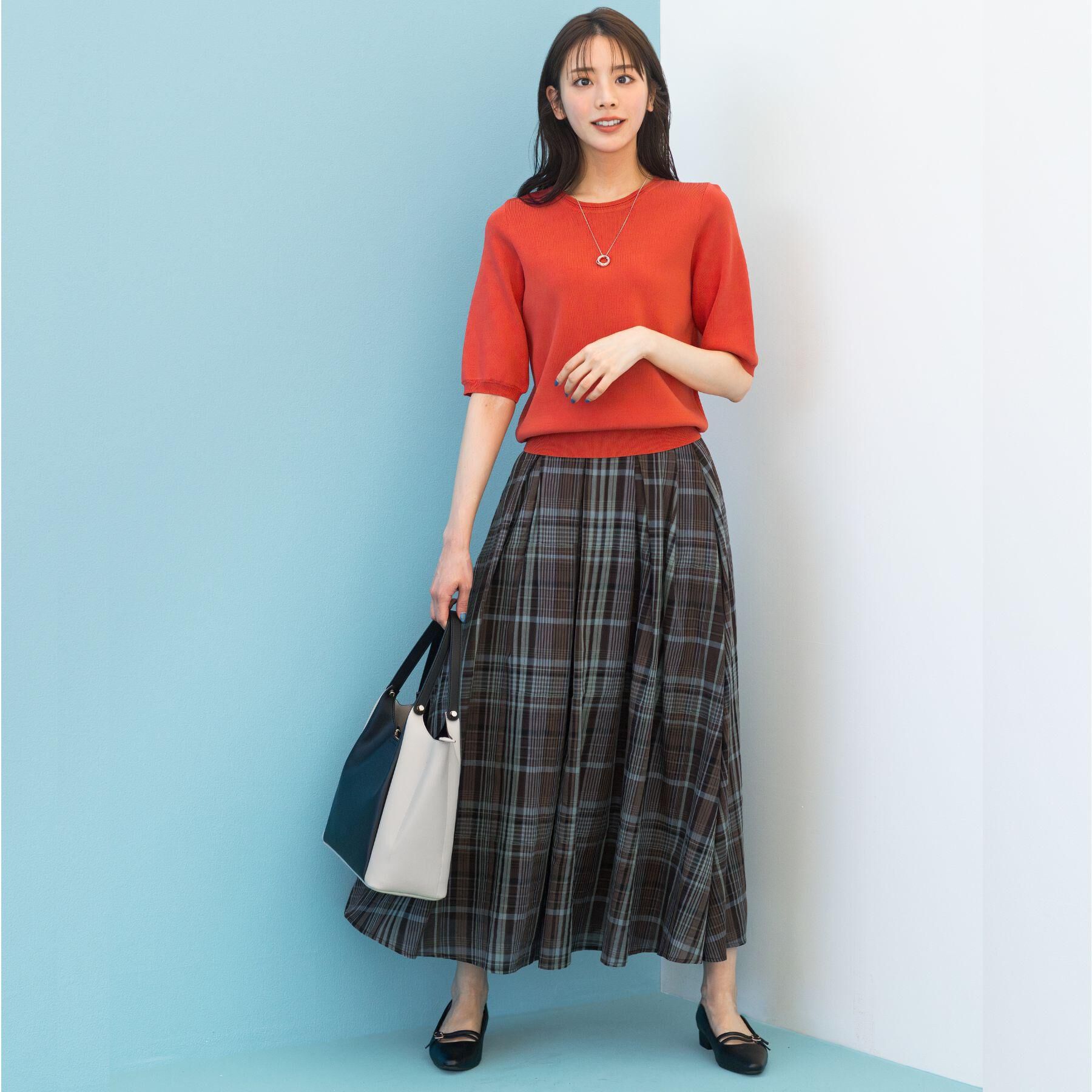 grove「【貴島明日香さん着用・シリーズ累計34万枚】やわらかドライタッチ 五分袖クルーネックニット」|ニット・セーター|