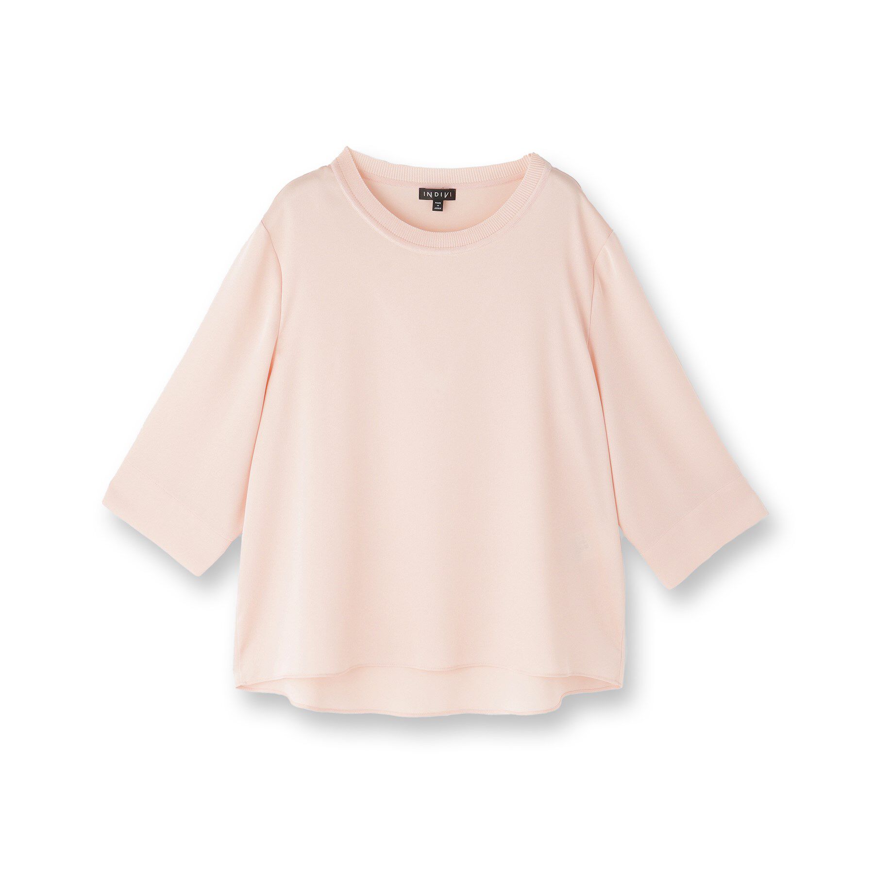 INDIVI「【洗える／5分袖】シルク風素材オフィスブラウス」|シャツ・ブラウス|