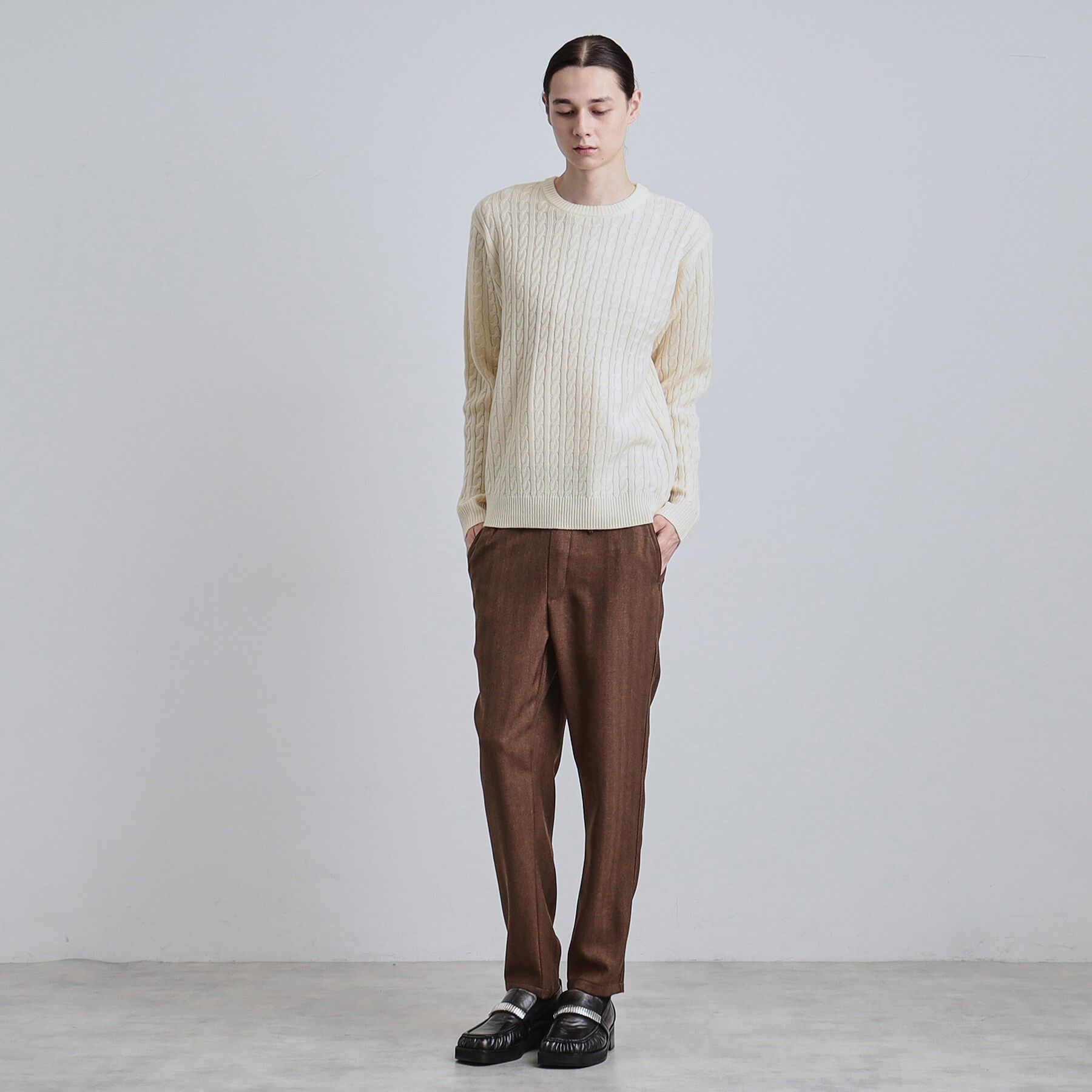 tk.TAKEO KIKUCHI「ケーブルクルーネックニット」|ニット・セーター|