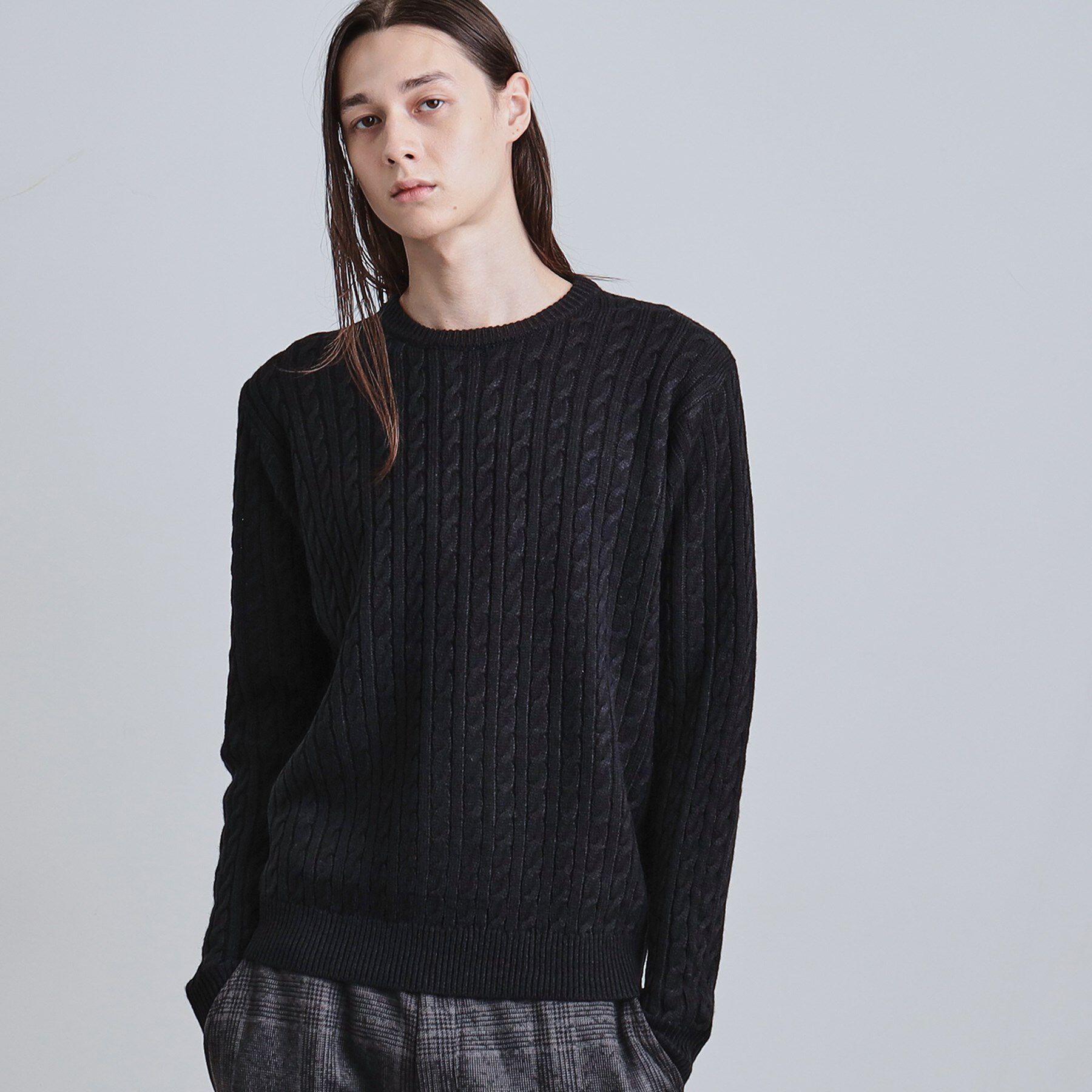 tk.TAKEO KIKUCHI「ケーブルクルーネックニット」|ニット・セーター|