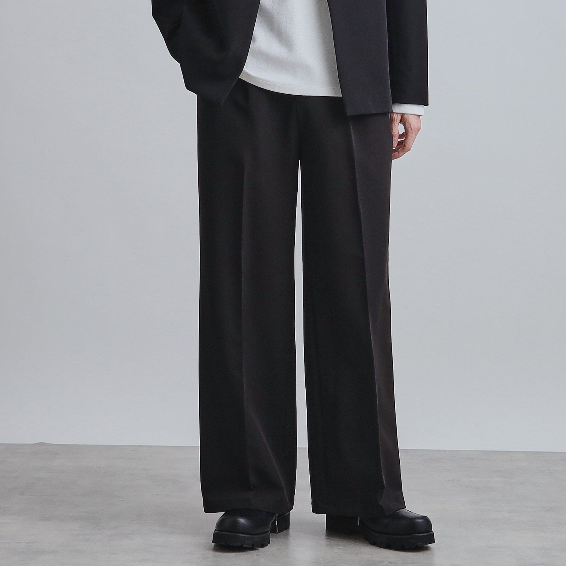 tk.TAKEO KIKUCHI「【セットアップ対応】360度ストレッチ ワイドストレートパンツ」|その他|ブラック(019)
