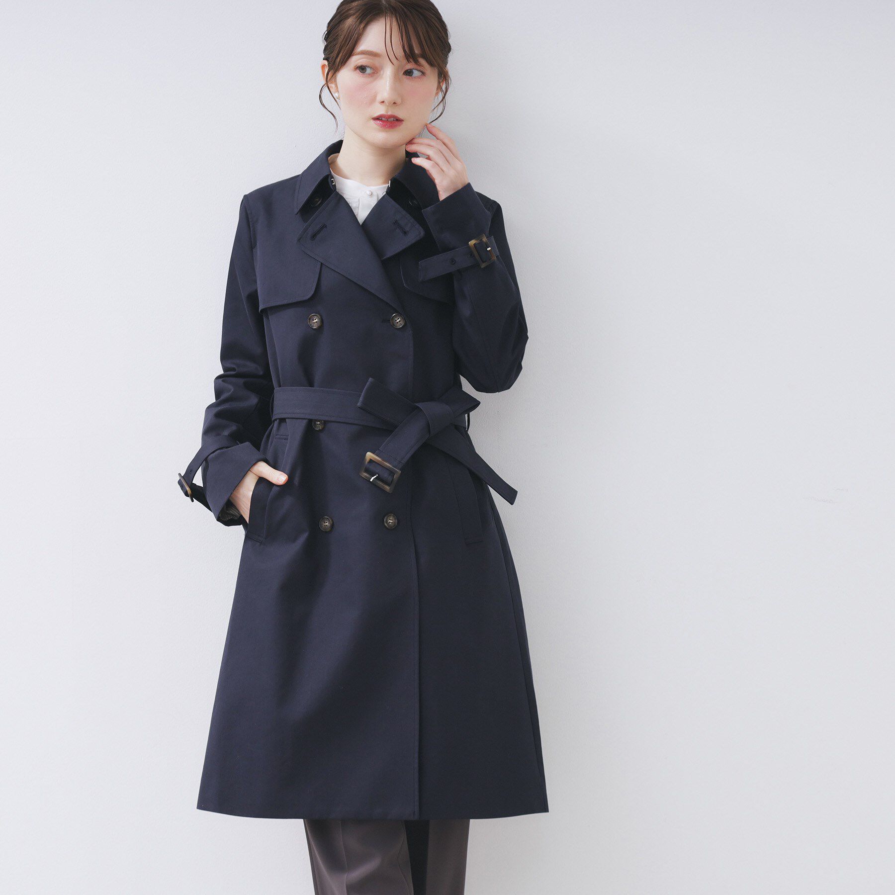 index「トレンチコート【洗濯機OK/撥水/花粉対応】《XS～3L》」|トレンチコート|ネイビー(094)