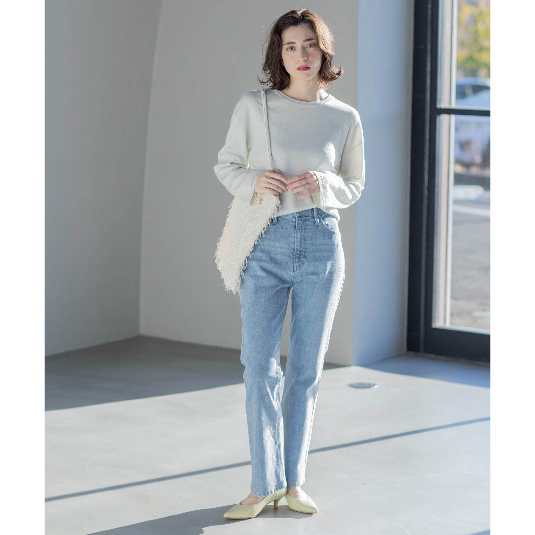 OPAQUE.CLIP「《SS-LLサイズ》ストレッチセミフレアデニム【洗濯機洗い可】」|デニム|