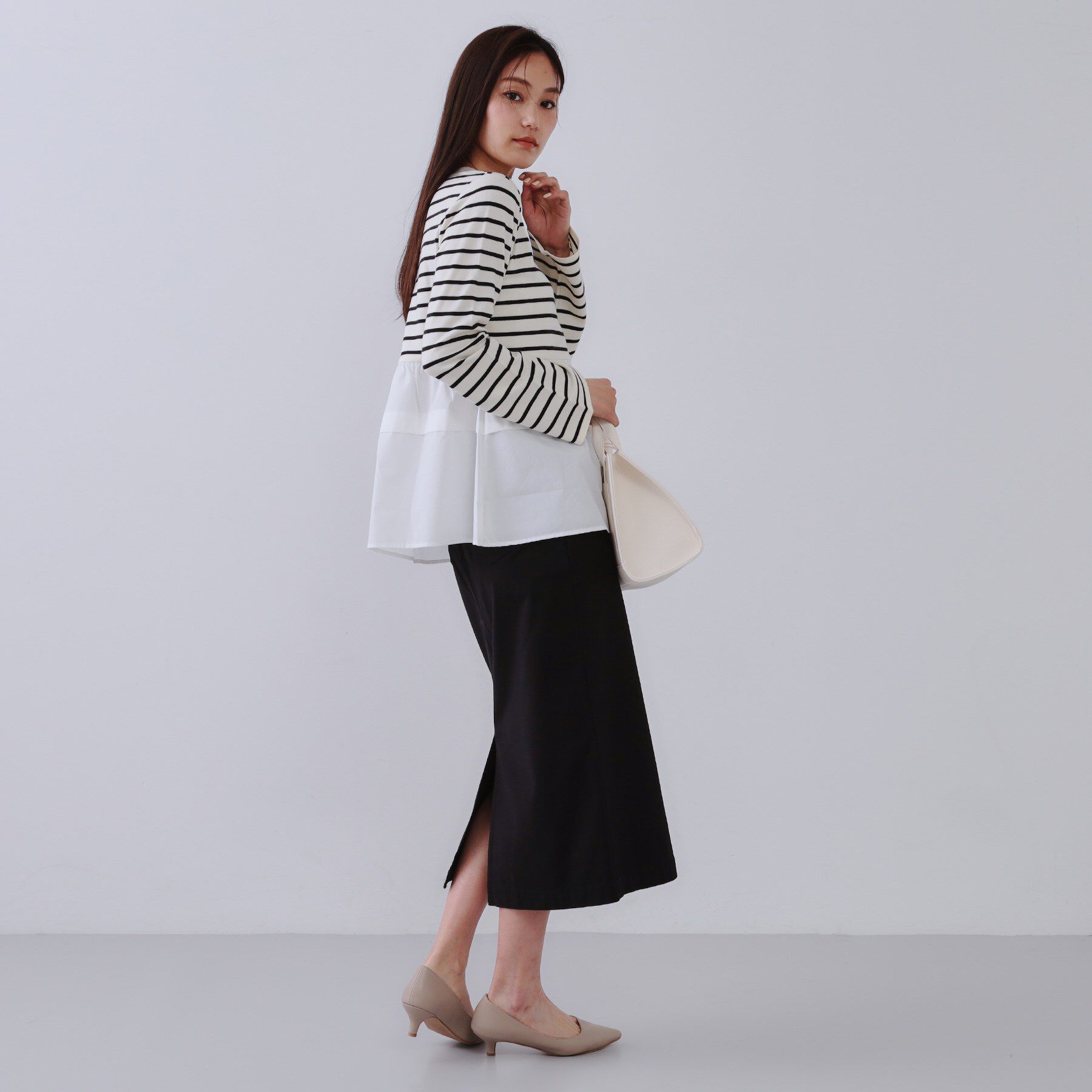 OPAQUE.CLIP「《S-LLsize》ストレッチベイカーナロースカート【洗濯機洗い可】」|スカート|