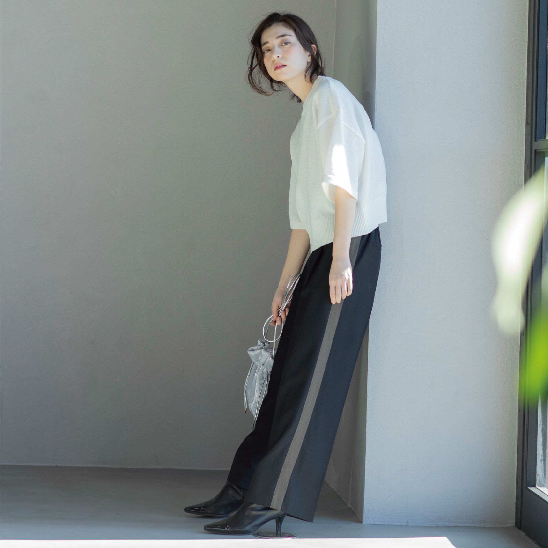 OPAQUE.CLIP「ラメハーフスリーブトップス」|ニット・セーター|