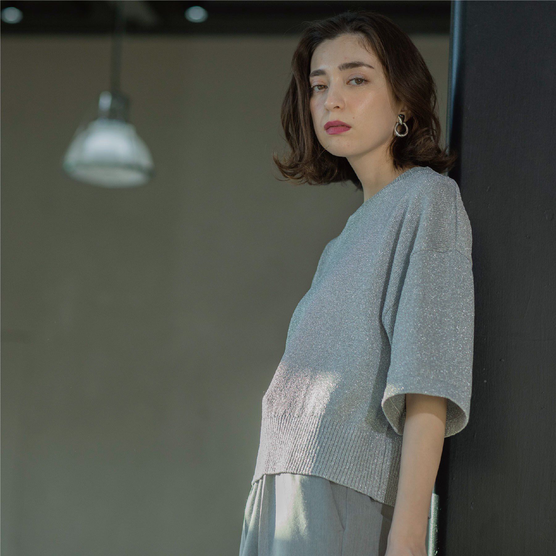 OPAQUE.CLIP「ラメハーフスリーブトップス」|ニット・セーター|