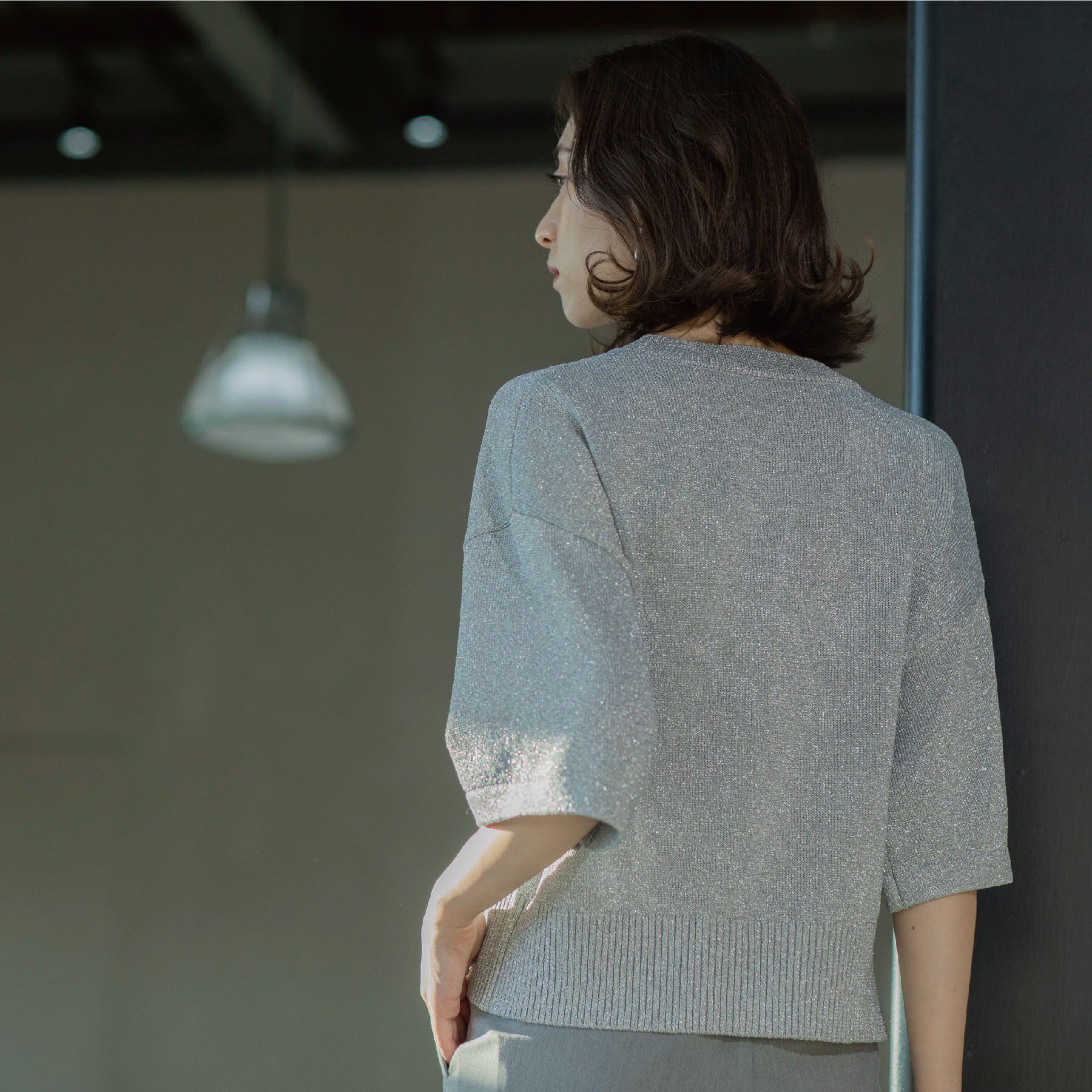 OPAQUE.CLIP「ラメハーフスリーブトップス」|ニット・セーター|