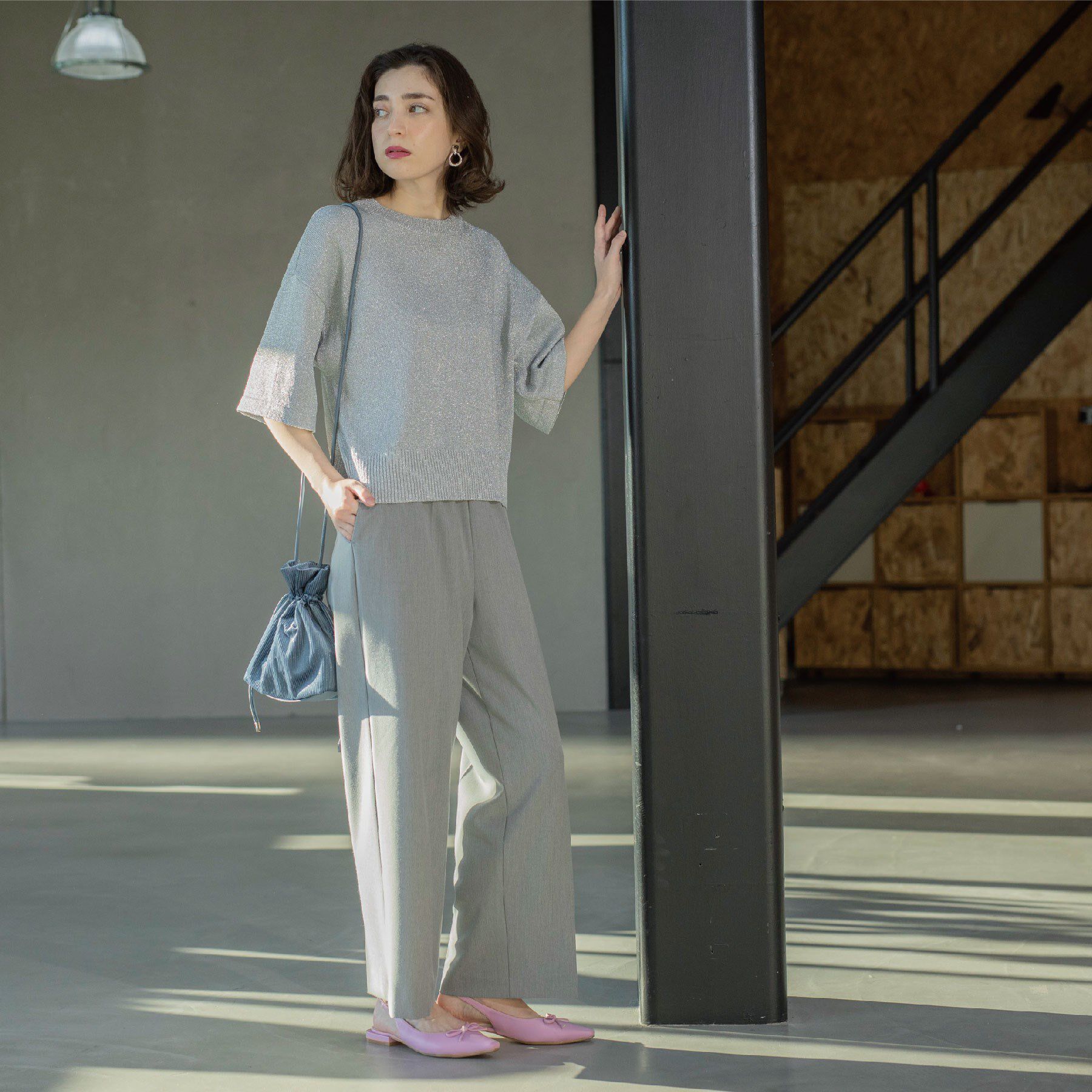 OPAQUE.CLIP「ラメハーフスリーブトップス」|ニット・セーター|