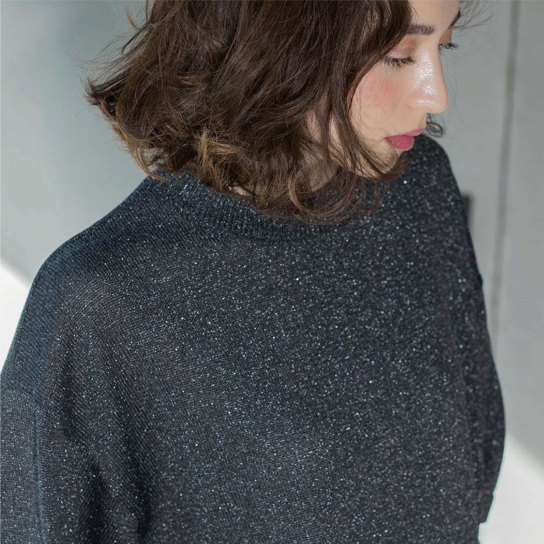 OPAQUE.CLIP「ラメハーフスリーブトップス」|ニット・セーター|