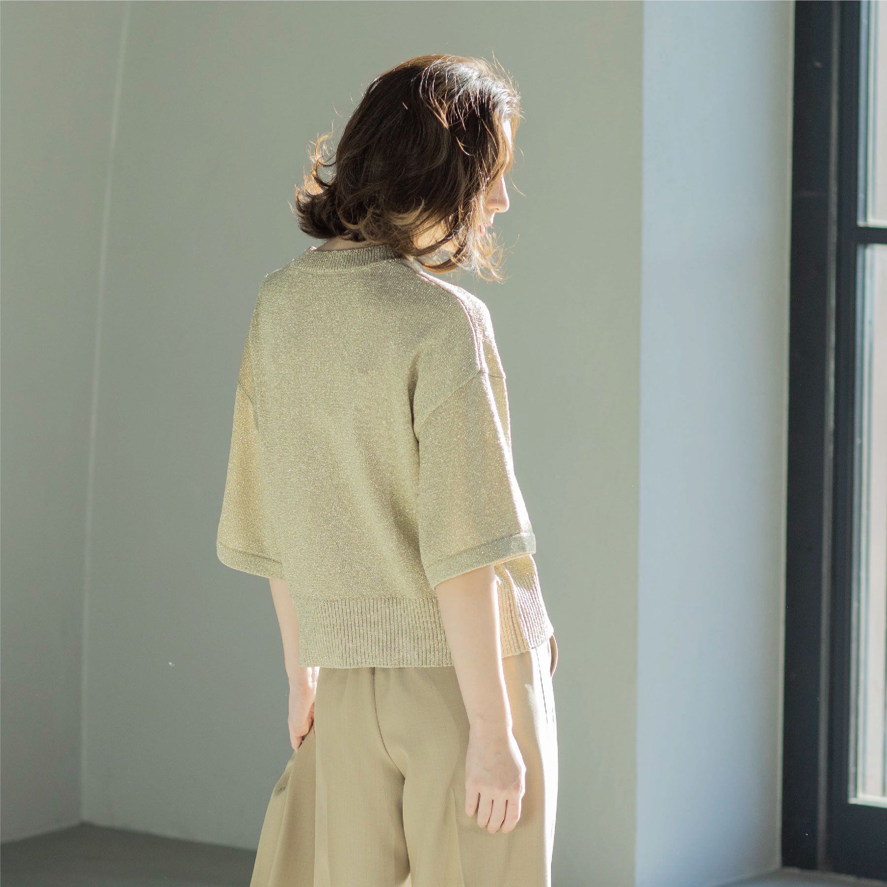 OPAQUE.CLIP「ラメハーフスリーブトップス」|ニット・セーター|