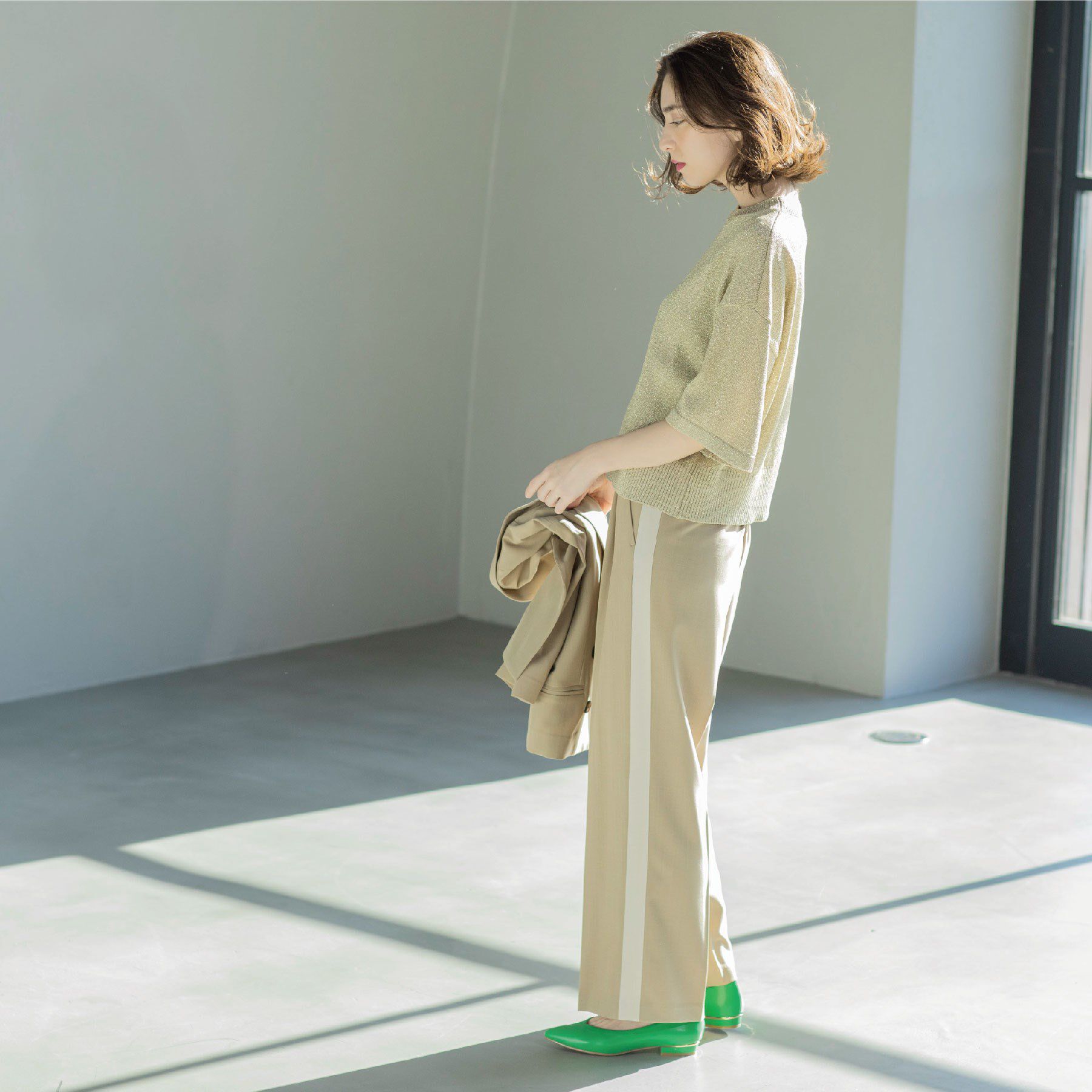 OPAQUE.CLIP「ラメハーフスリーブトップス」|ニット・セーター|