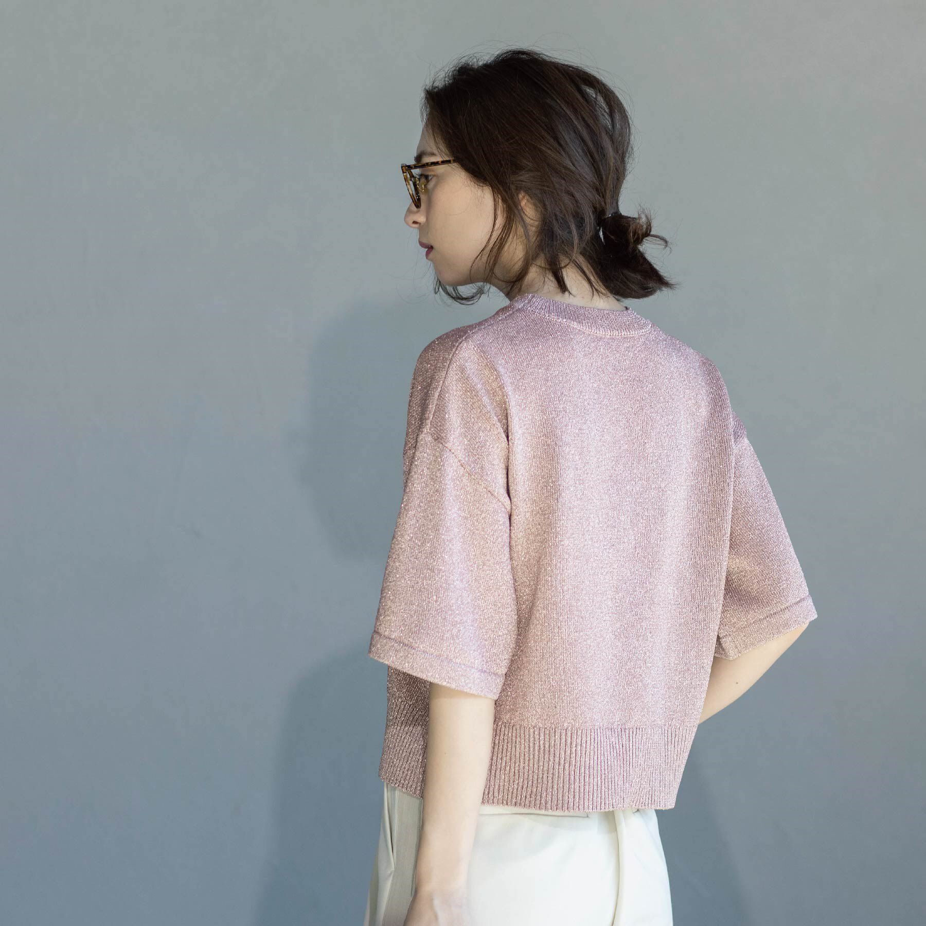 OPAQUE.CLIP「ラメハーフスリーブトップス」|ニット・セーター|